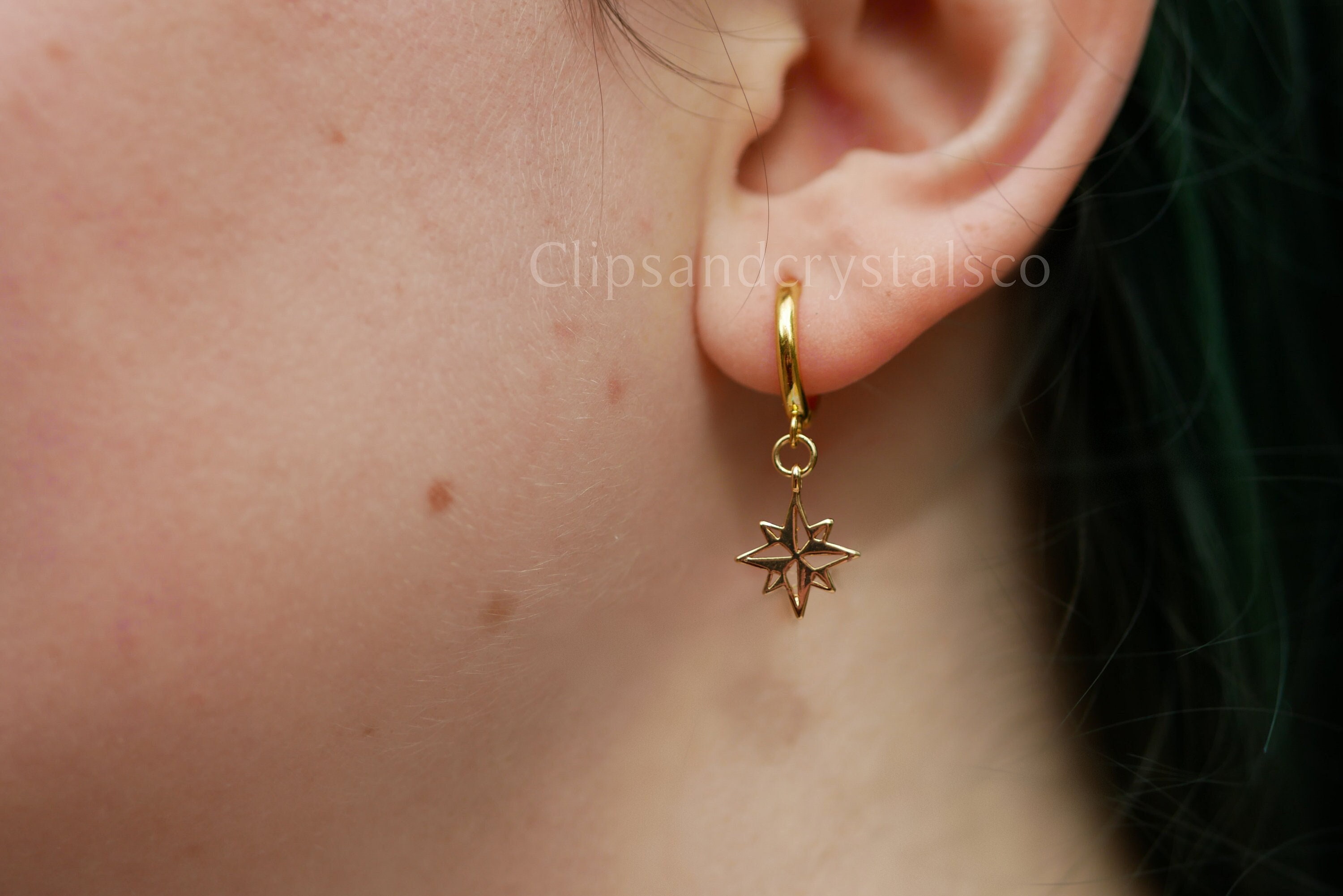 Cute Gold Star Huggie Earrings