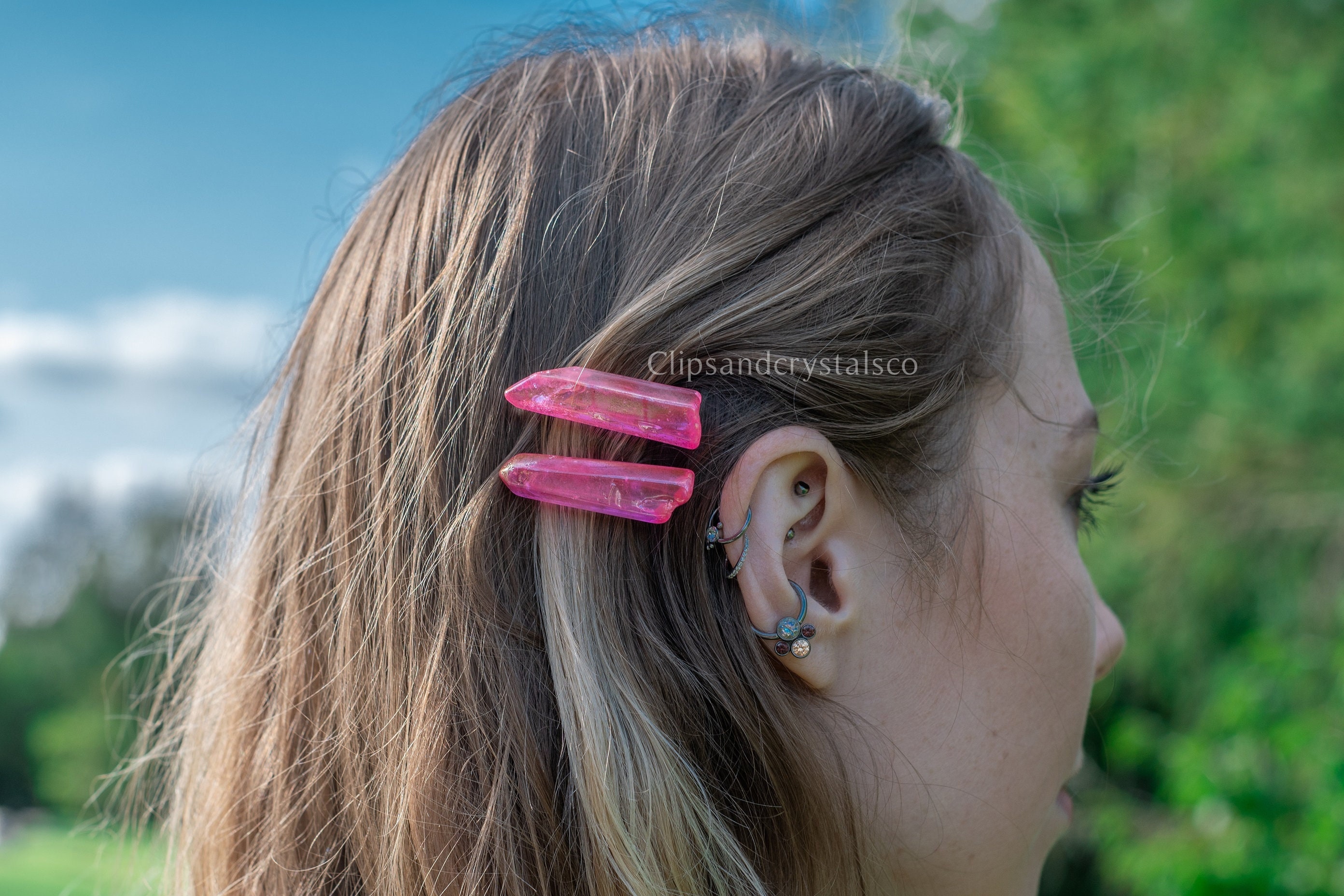 Crystal Hair Clip Pair - Many Crystal Options