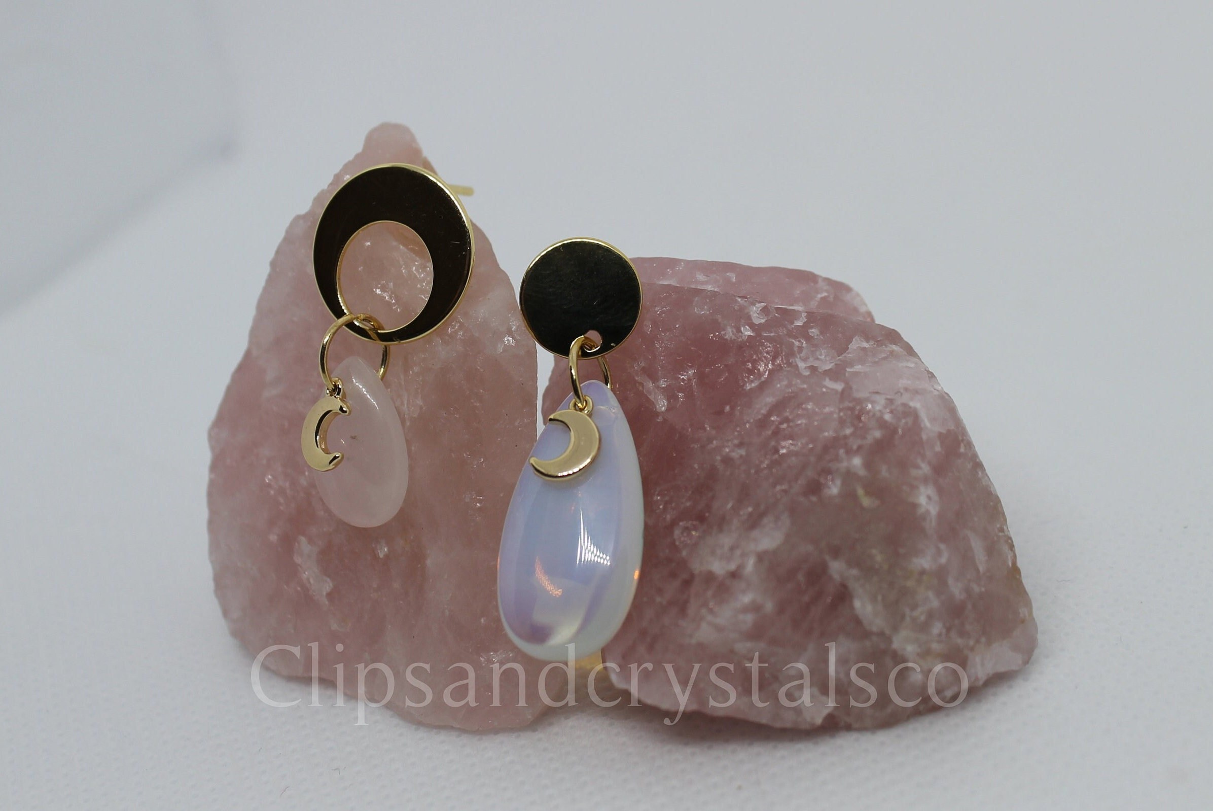 Gold Moon Teardrop Crystal Earrings