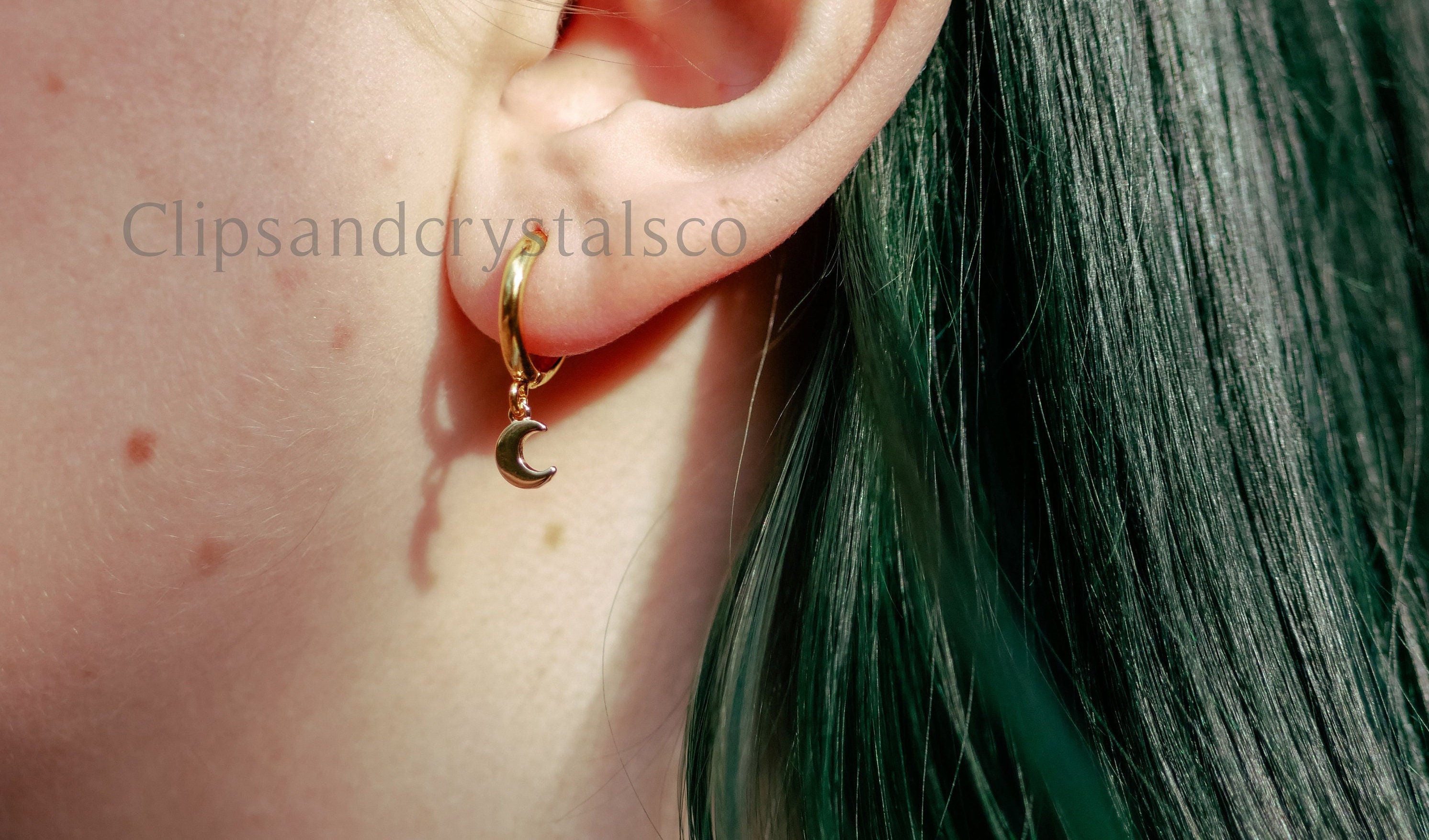 Gold Crescent Moon Huggie Earrings