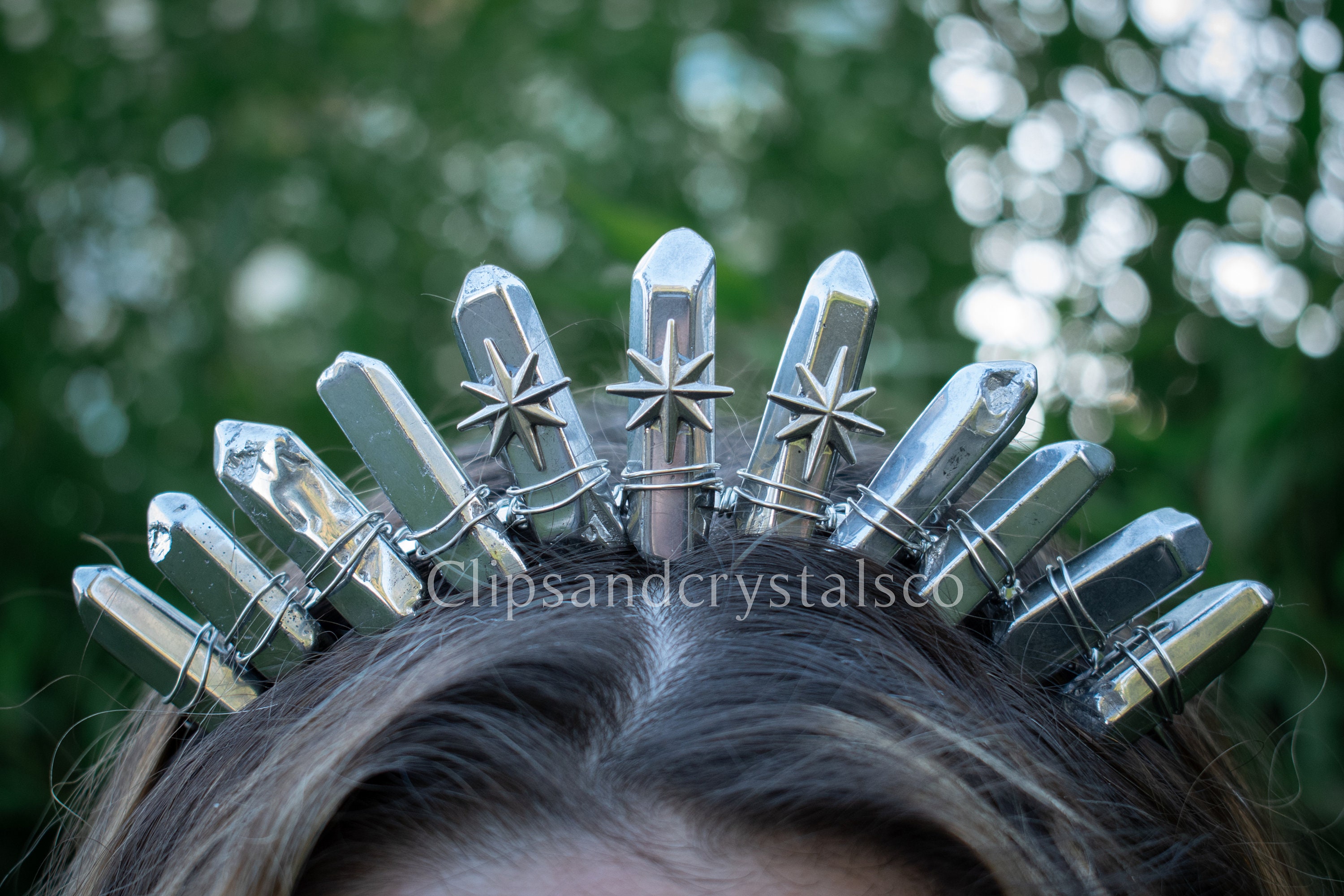Silver Gemstone Star Headband