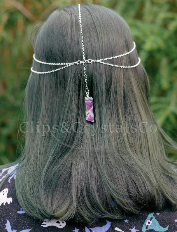 Silver Crystal Moon Head Chain - Many Crystal Options