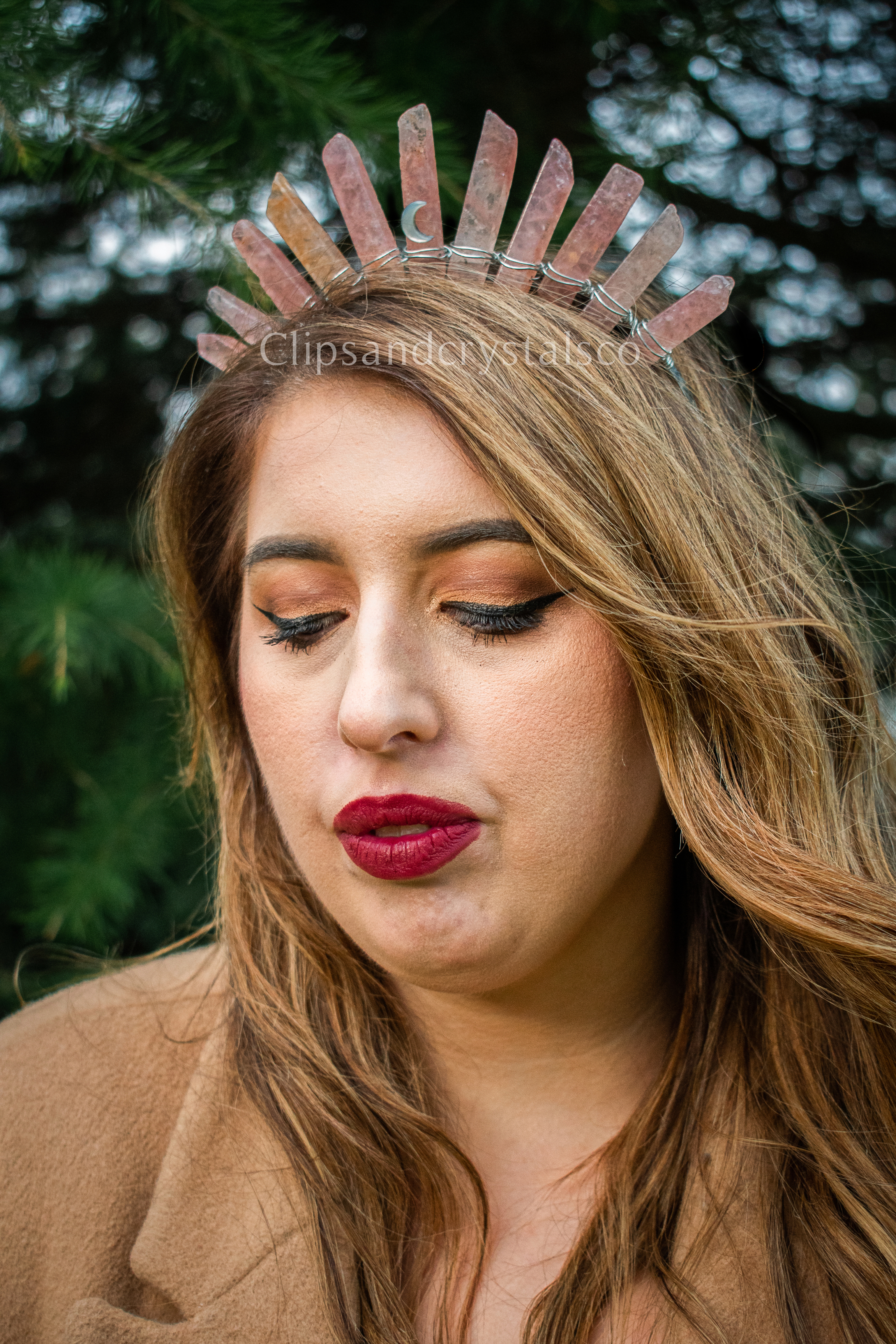 Pink Strawberry Quartz Cystal Tiara