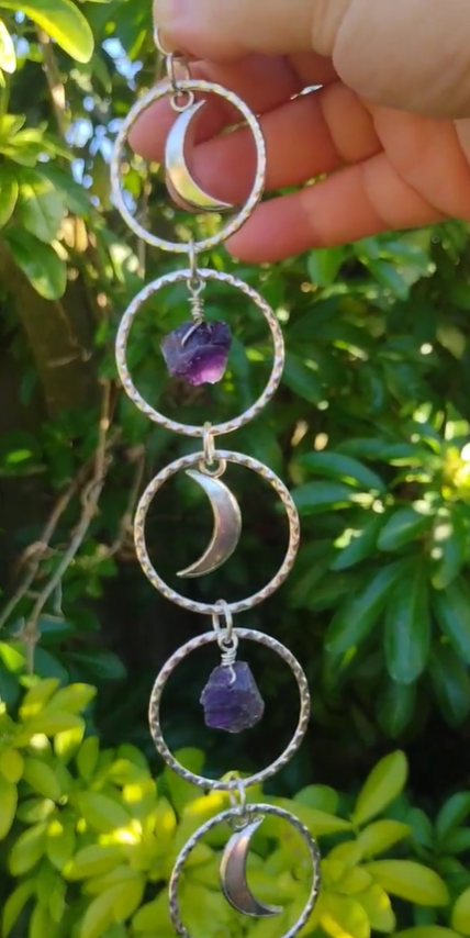 Crystal Moon Wall Hanging In Purple, Pink Or White