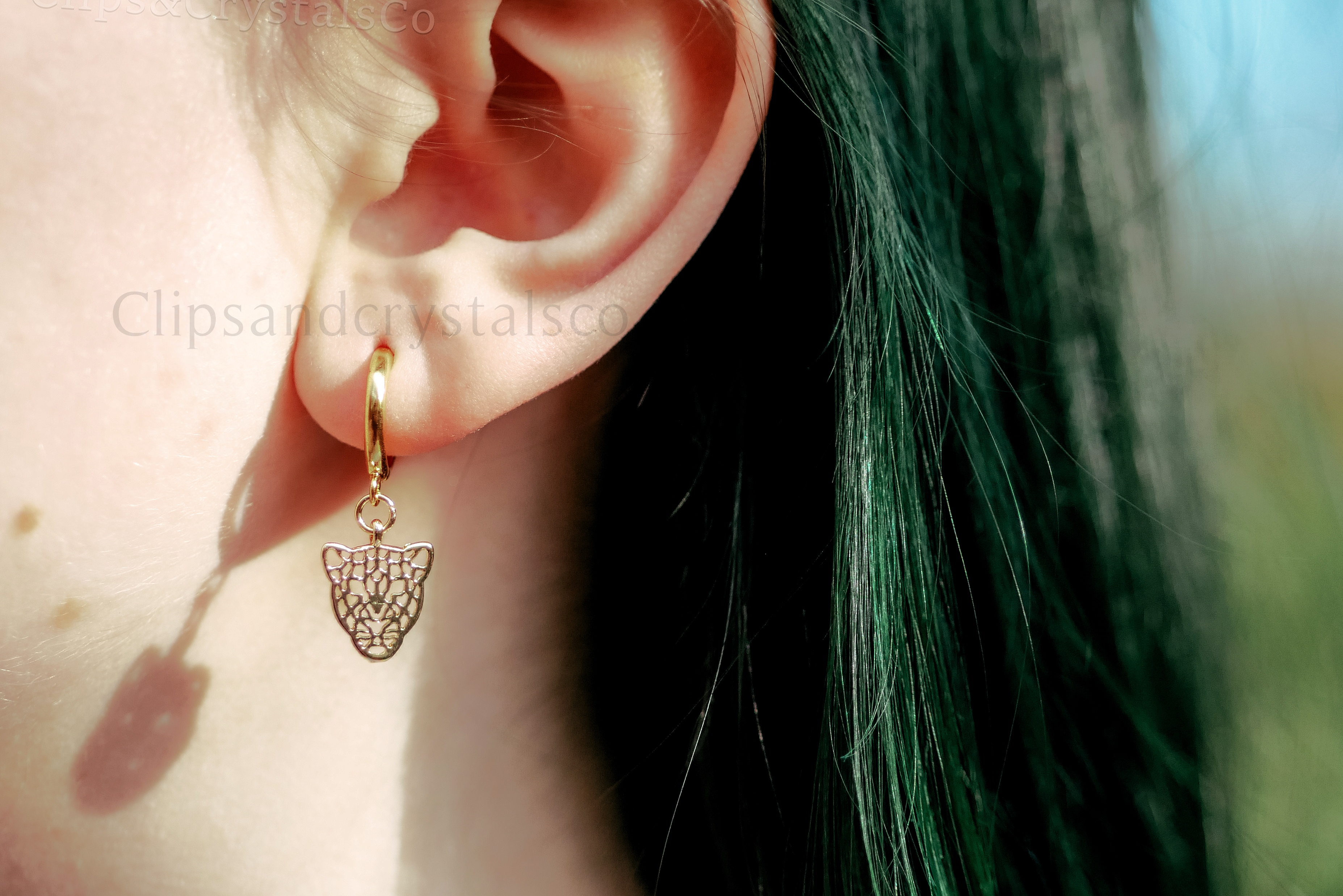 Gold Leopard Huggie Hoops