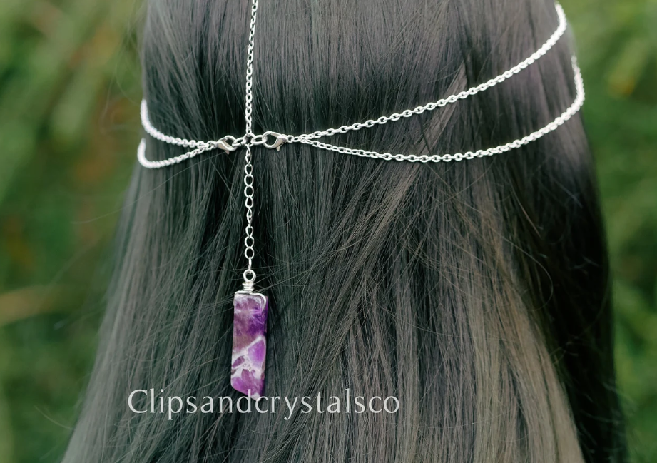 Silver Crystal Moon Head Chain - Many Crystal Options