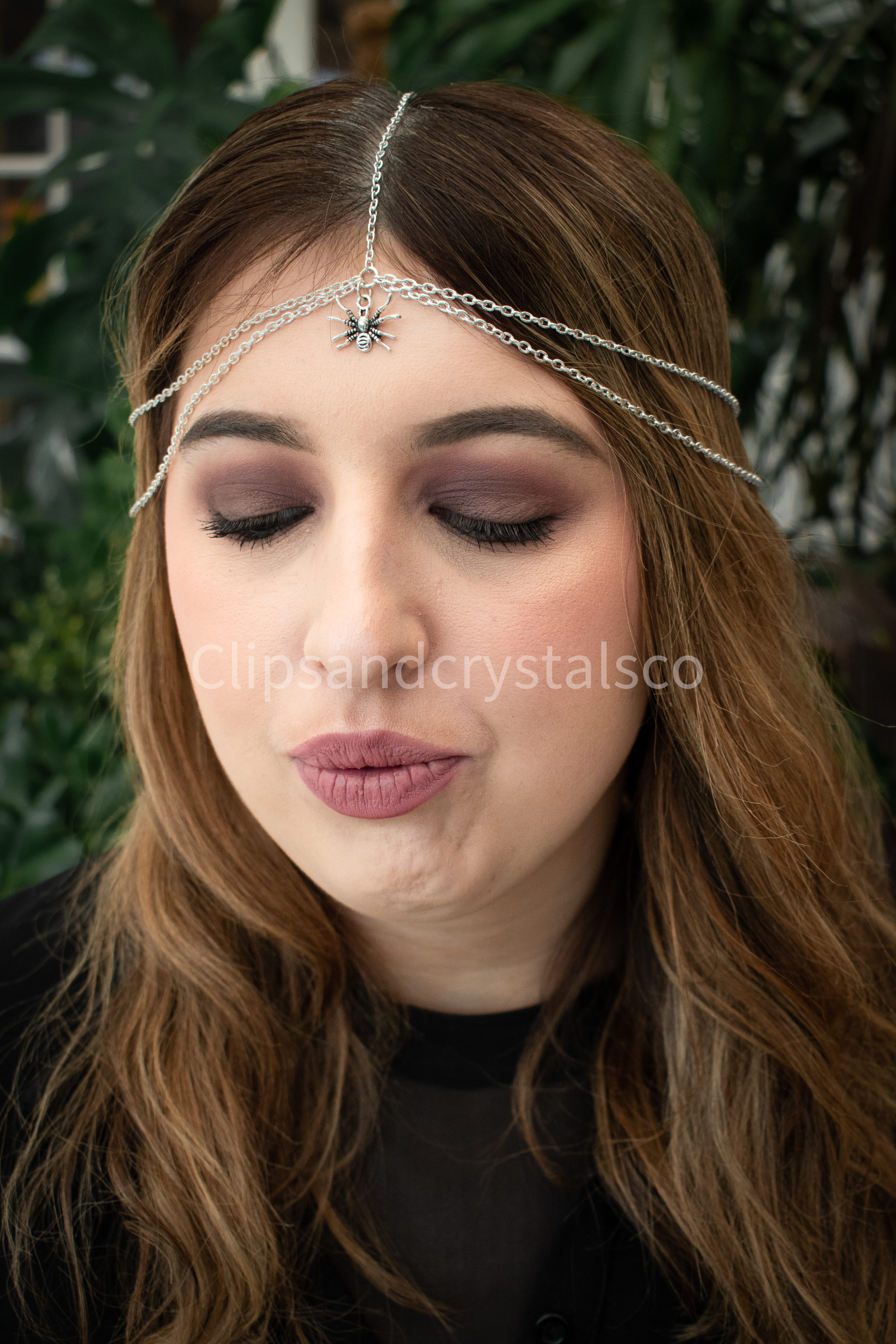 Gothic Crystal Spider Head Chain