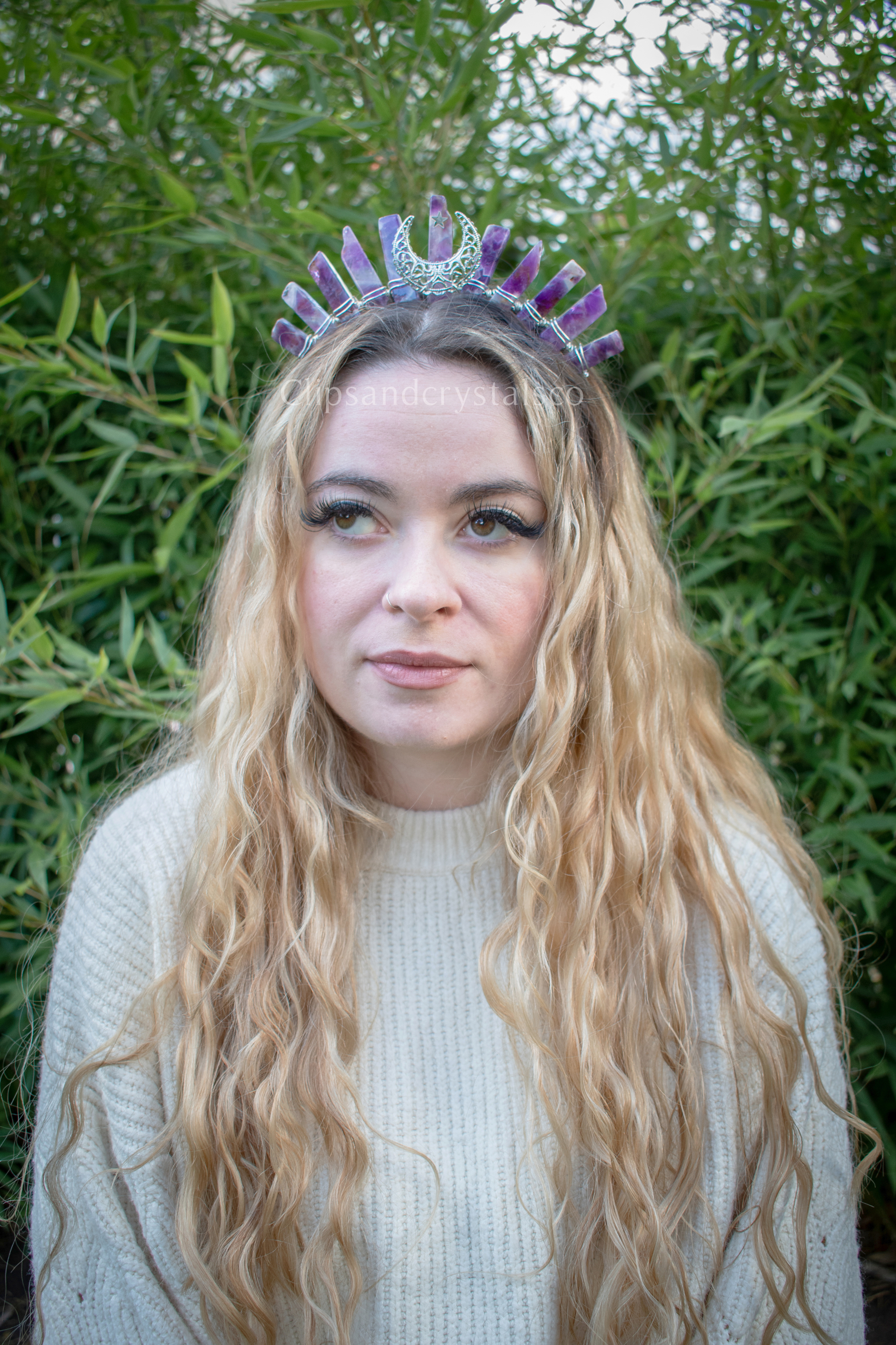 Purple Crystal Moon Tiara
