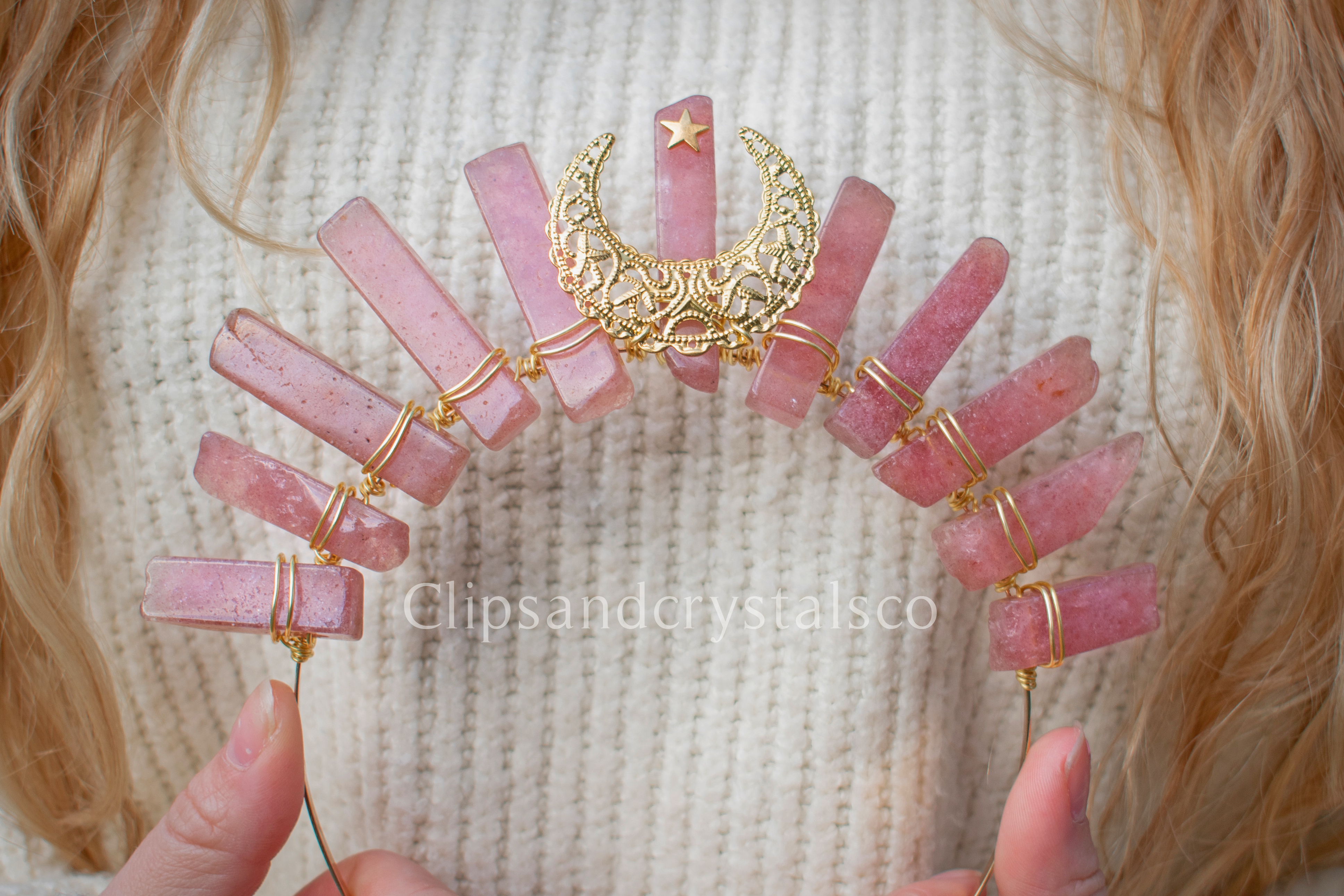 Pink Crystal Moon Tiara