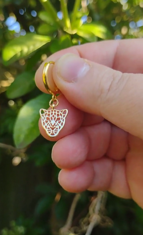 Gold Leopard Huggie Hoops