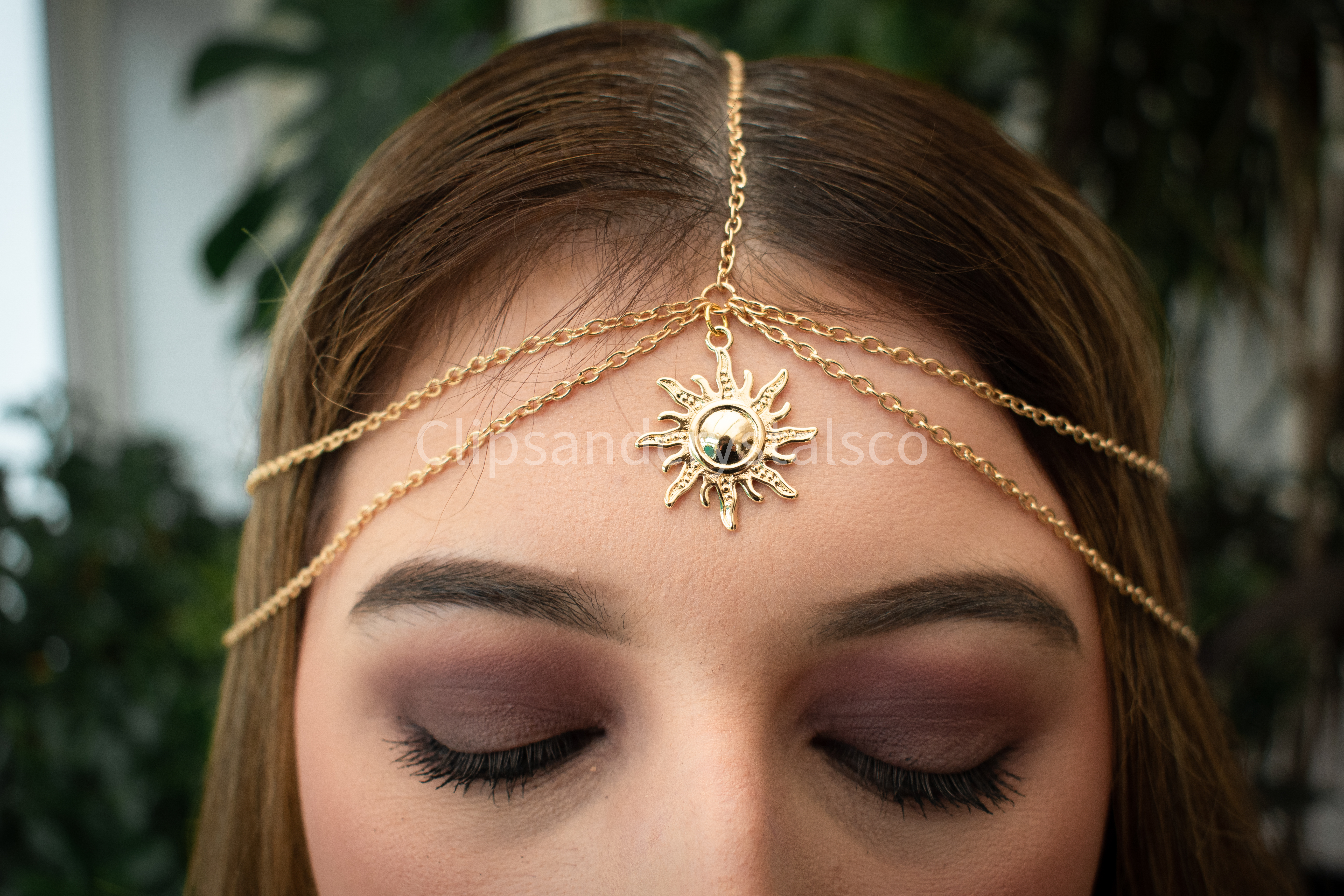 Sun Headpiece With Teardrop Crystal Pendant