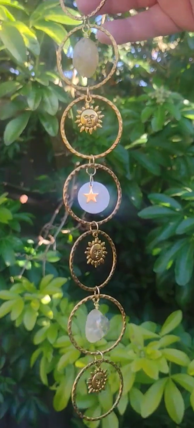Crystal Sun And Moon Suncatcher In Gold, Pink, Purple Or White