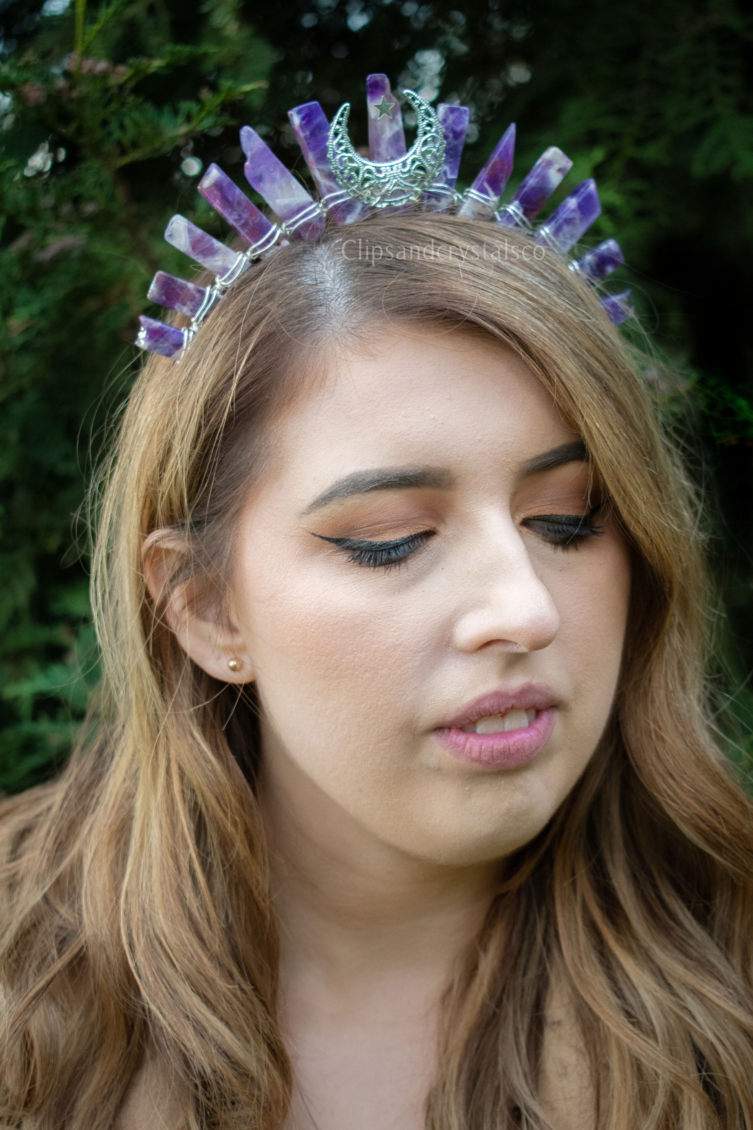 Purple Crystal Moon Tiara