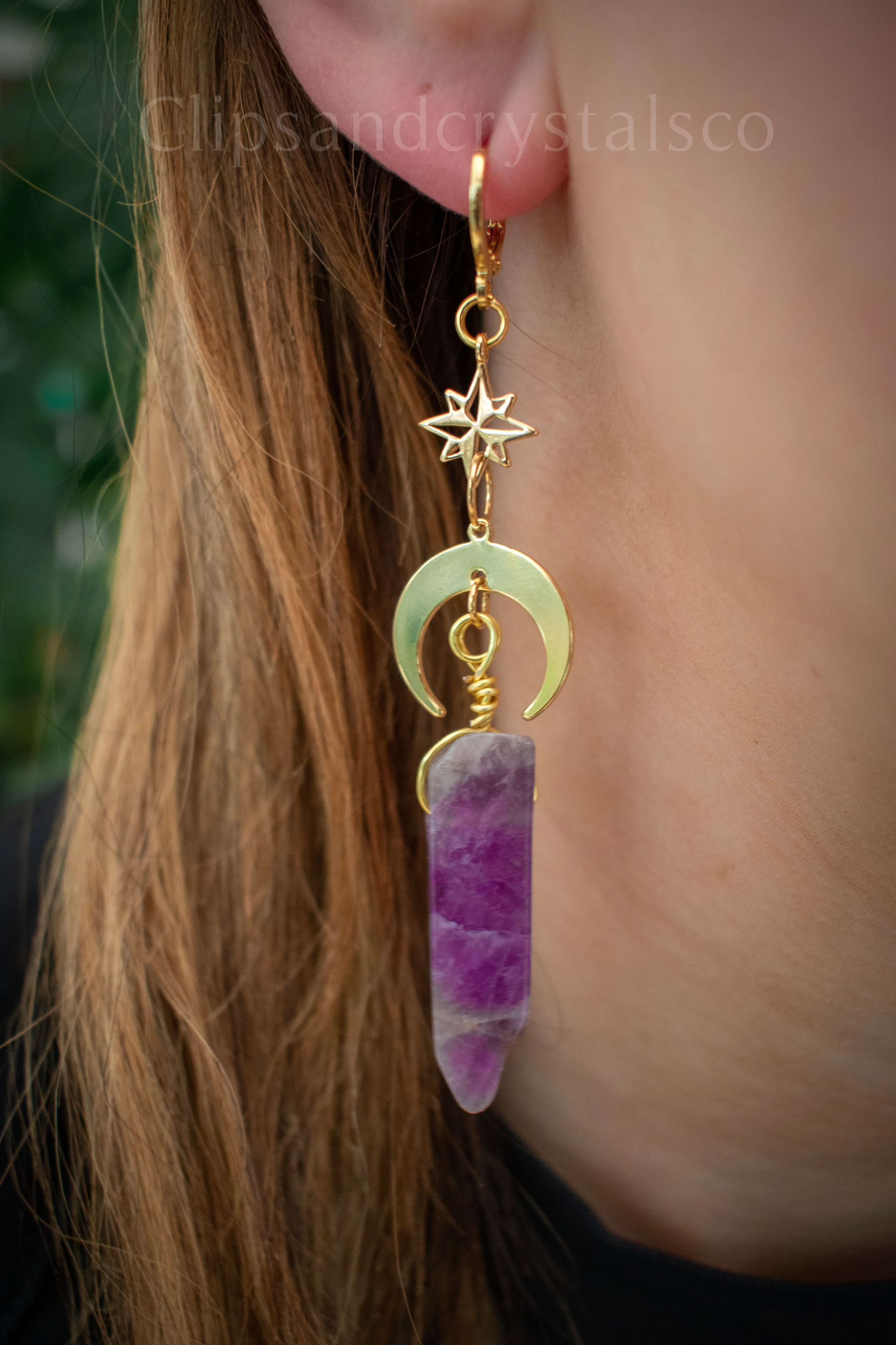 Gold Celetial Crystal Earrings