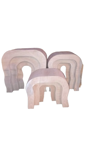 Trio de mesas arcoirirs organica 3D