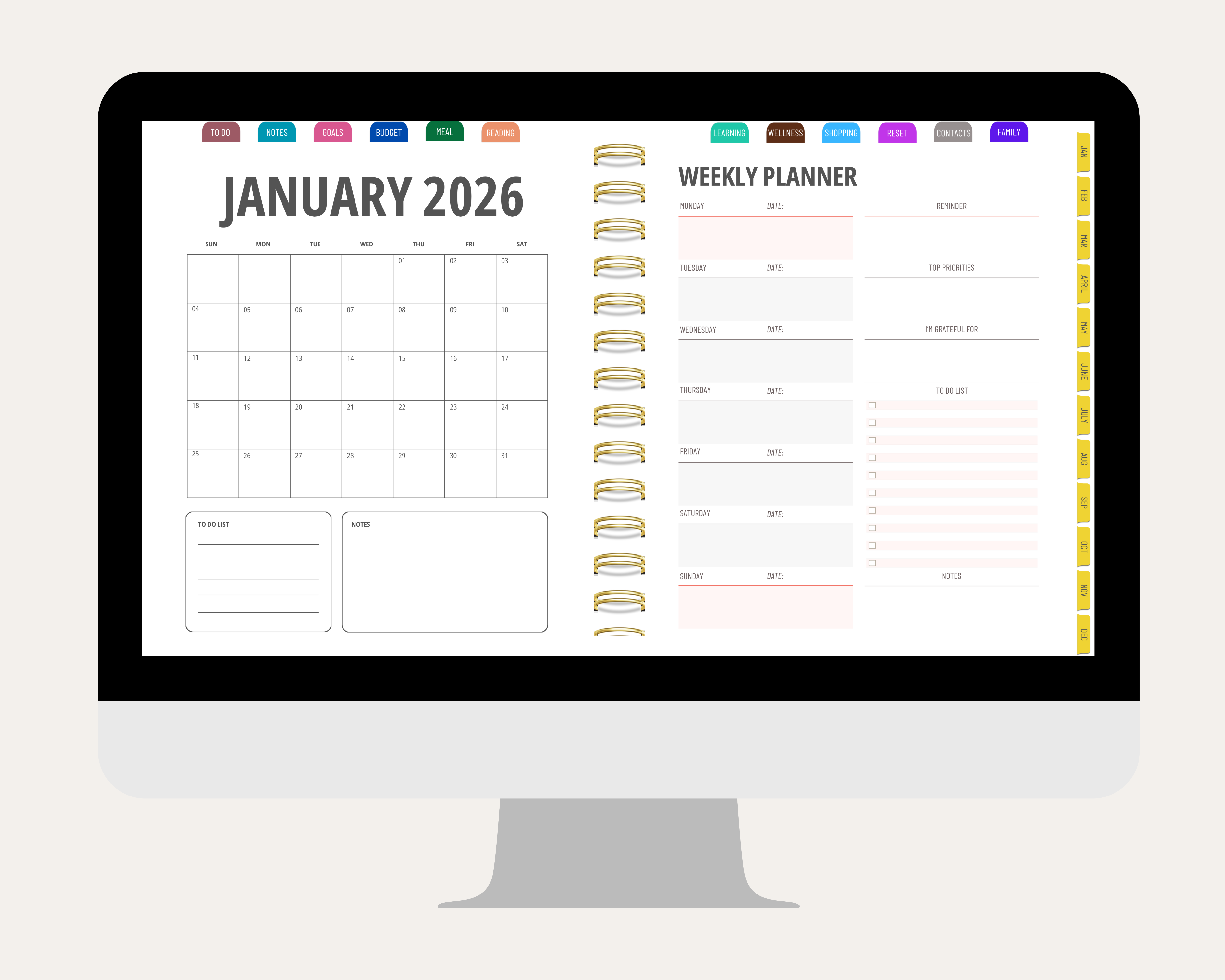 2026 Digital Life Planner, GoodNotes, CollaNote Template