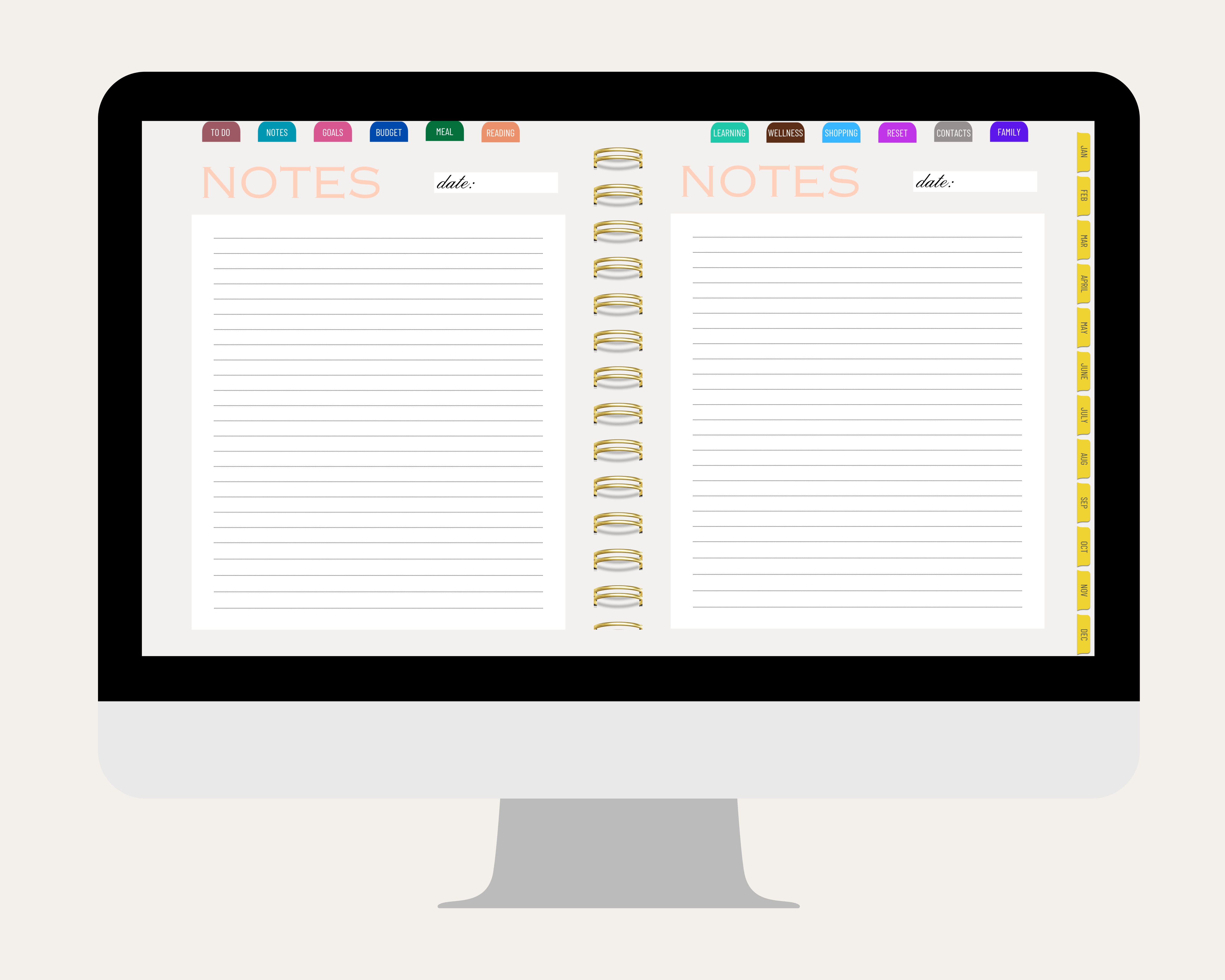 2026 Digital Life Planner, GoodNotes, CollaNote Template