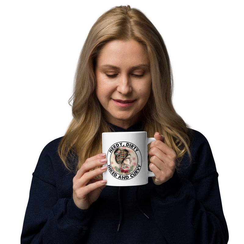 inked dirty curvy White glossy mug