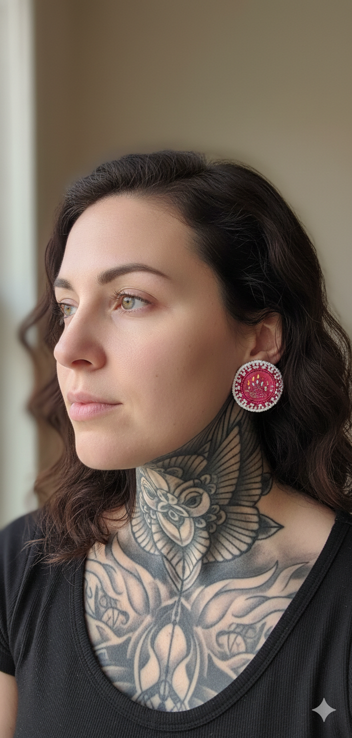 Indigenous Handcrafted Pink Beaded Earrings