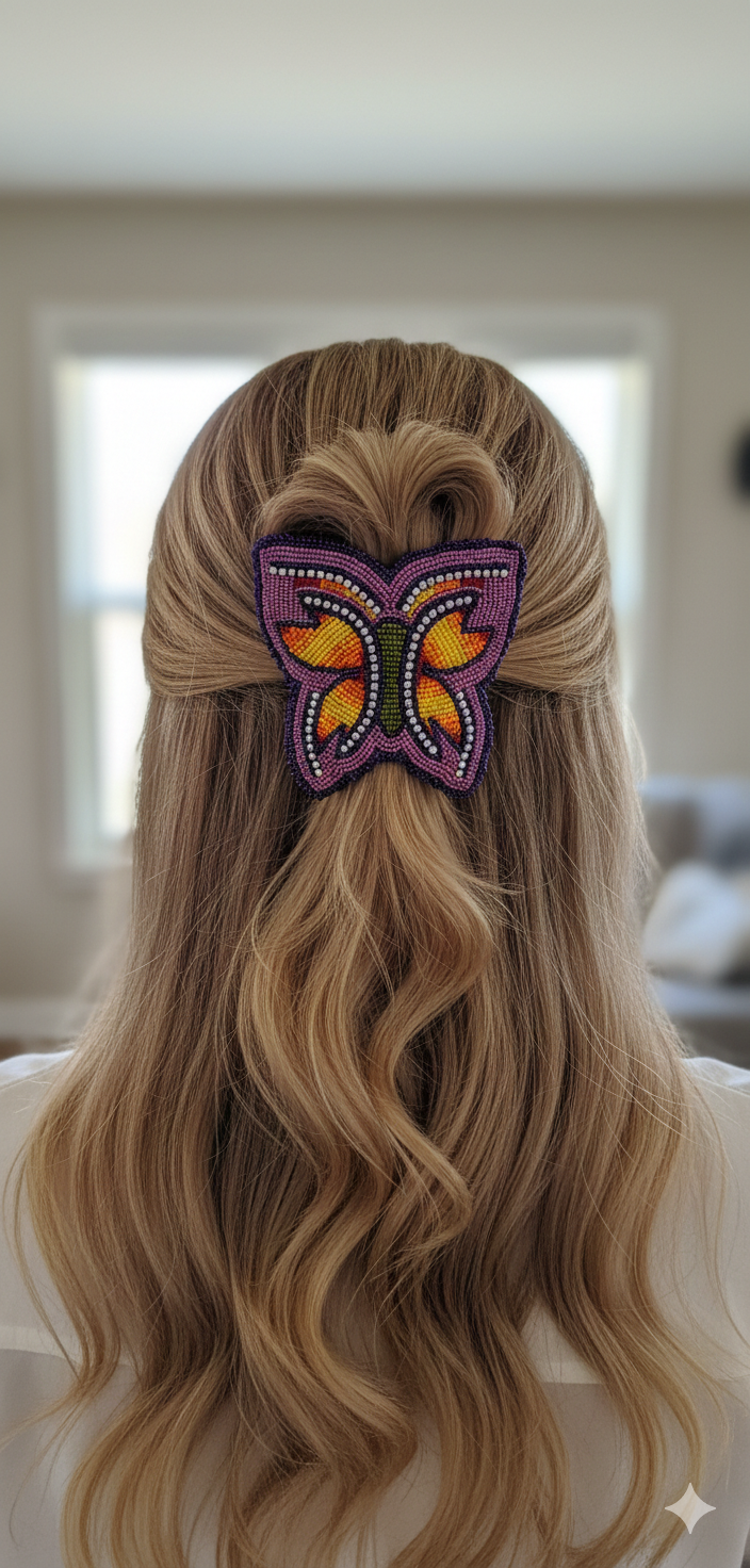 Indigenous Butterfly Beaded Hair Clip