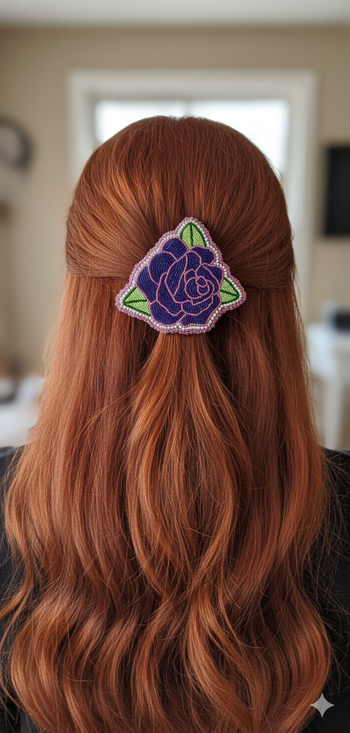 Indigenous Beaded Rose Hair Clip
