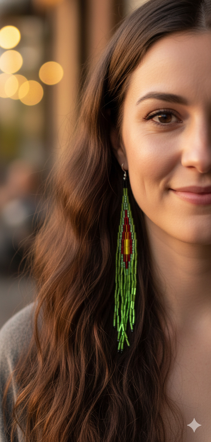 Indigenous Long Beaded Earrings