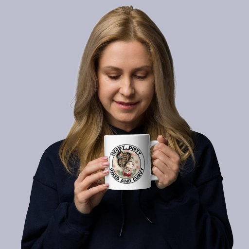 inked dirty curvy White glossy mug