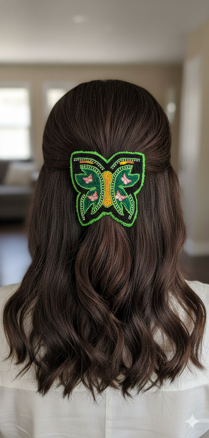 Indigenous Beaded Butterfly Hair Clip