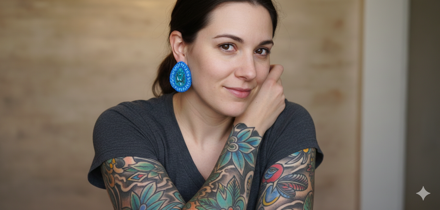 Indigenous Handcrafted Blue Beaded Earrings