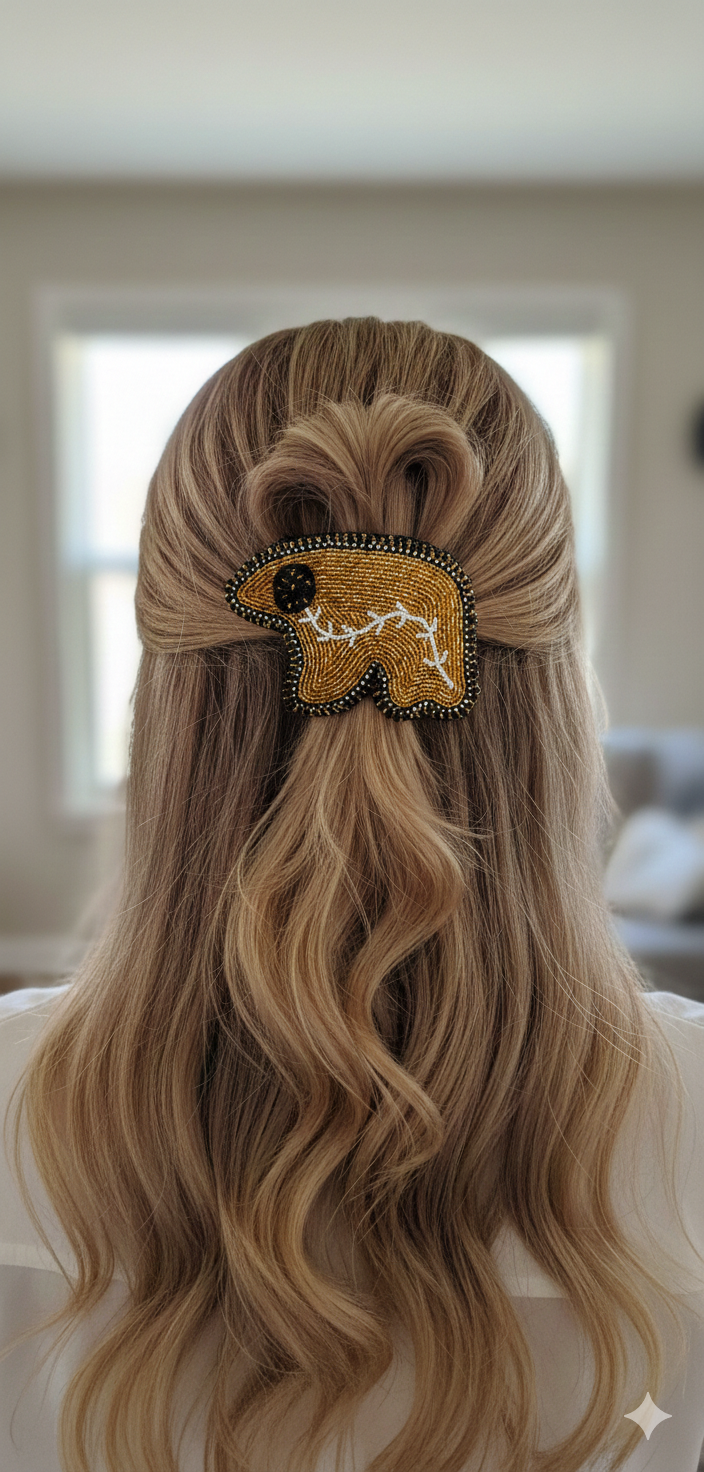 Indigenous Beaded Bear Hair Clip