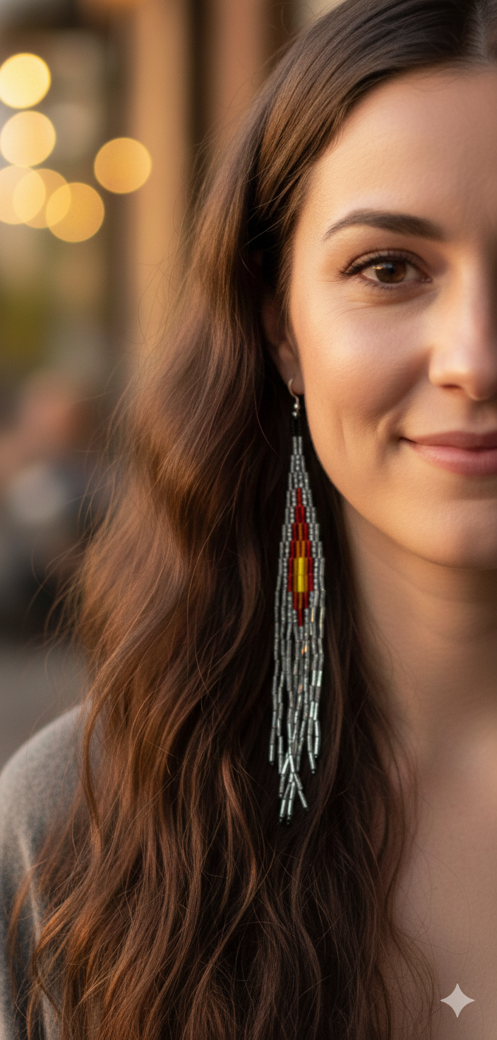 Indigenous Beaded Fringe Earrings