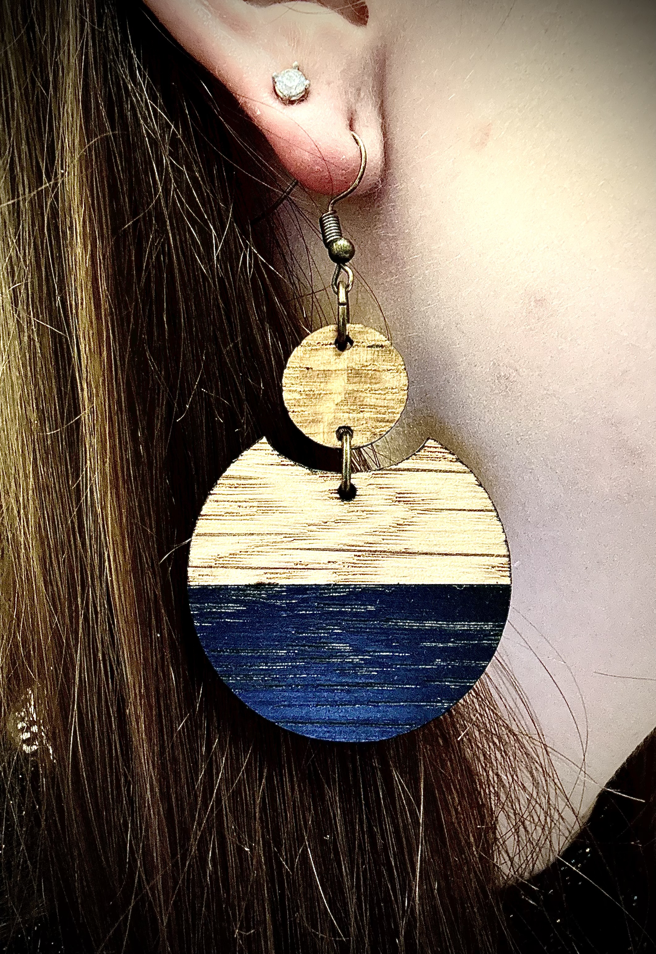 Two Piece Wooden Dangle Earrings