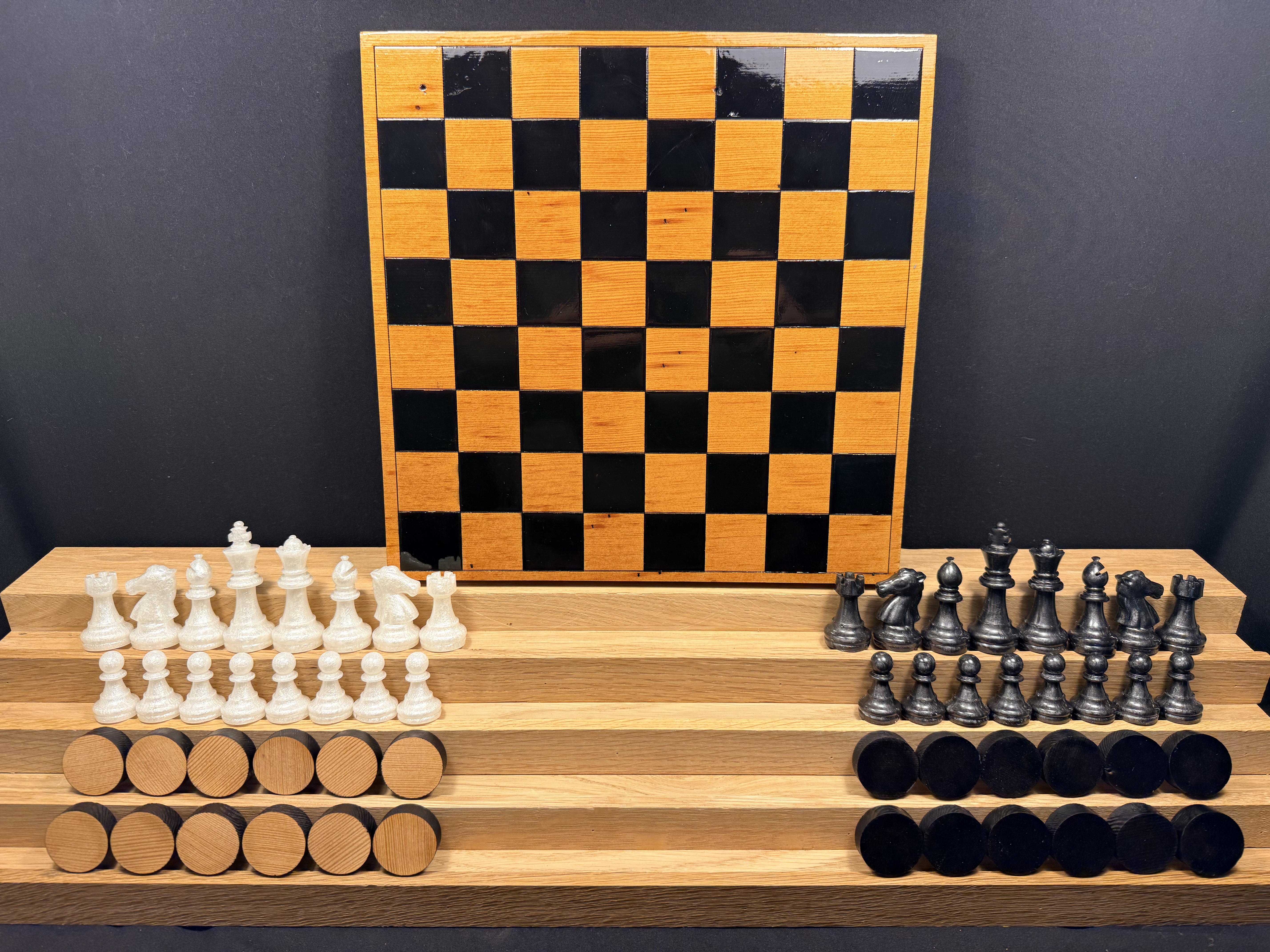 Wooden Chess & Checkers Set