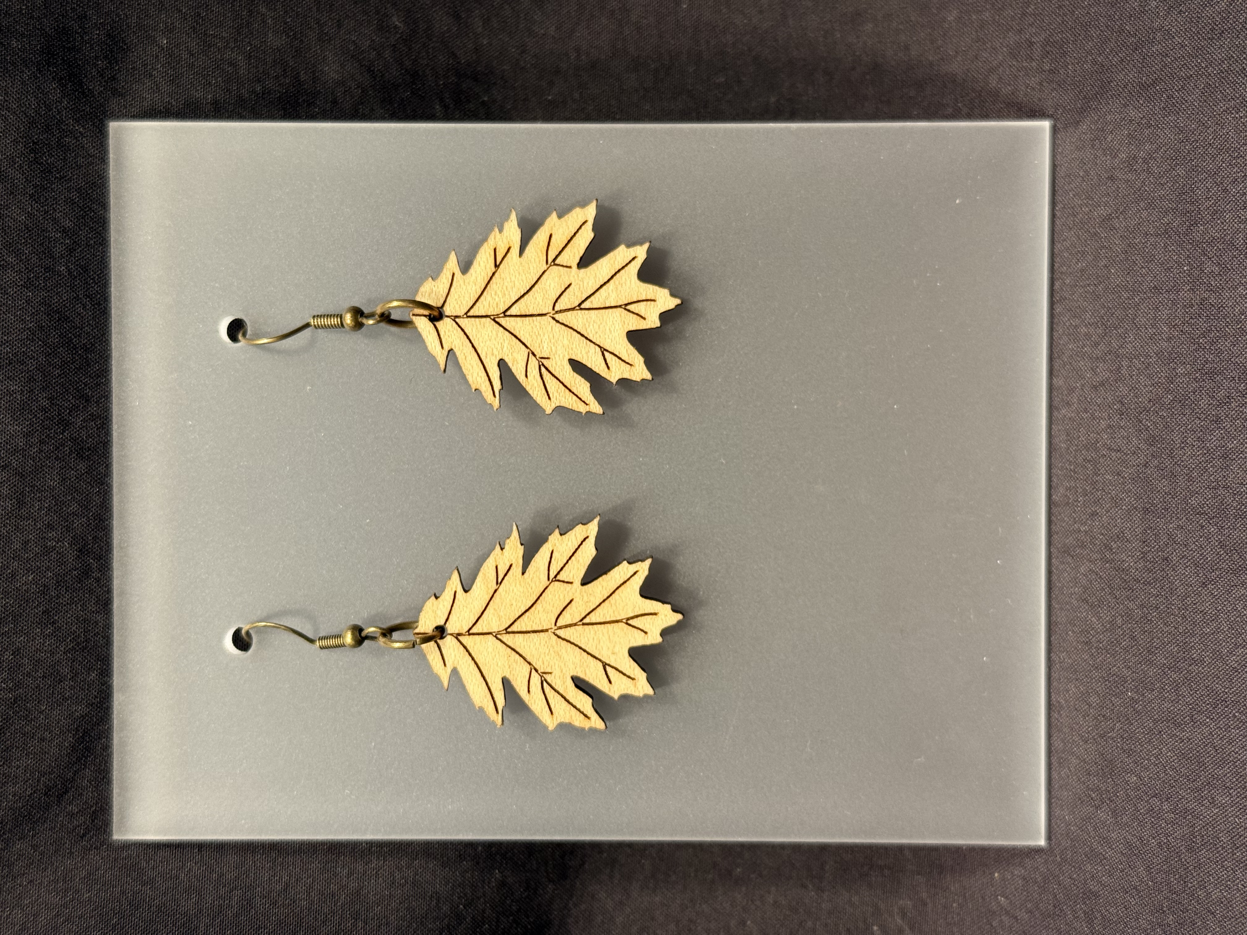 wood Leaf Earrings