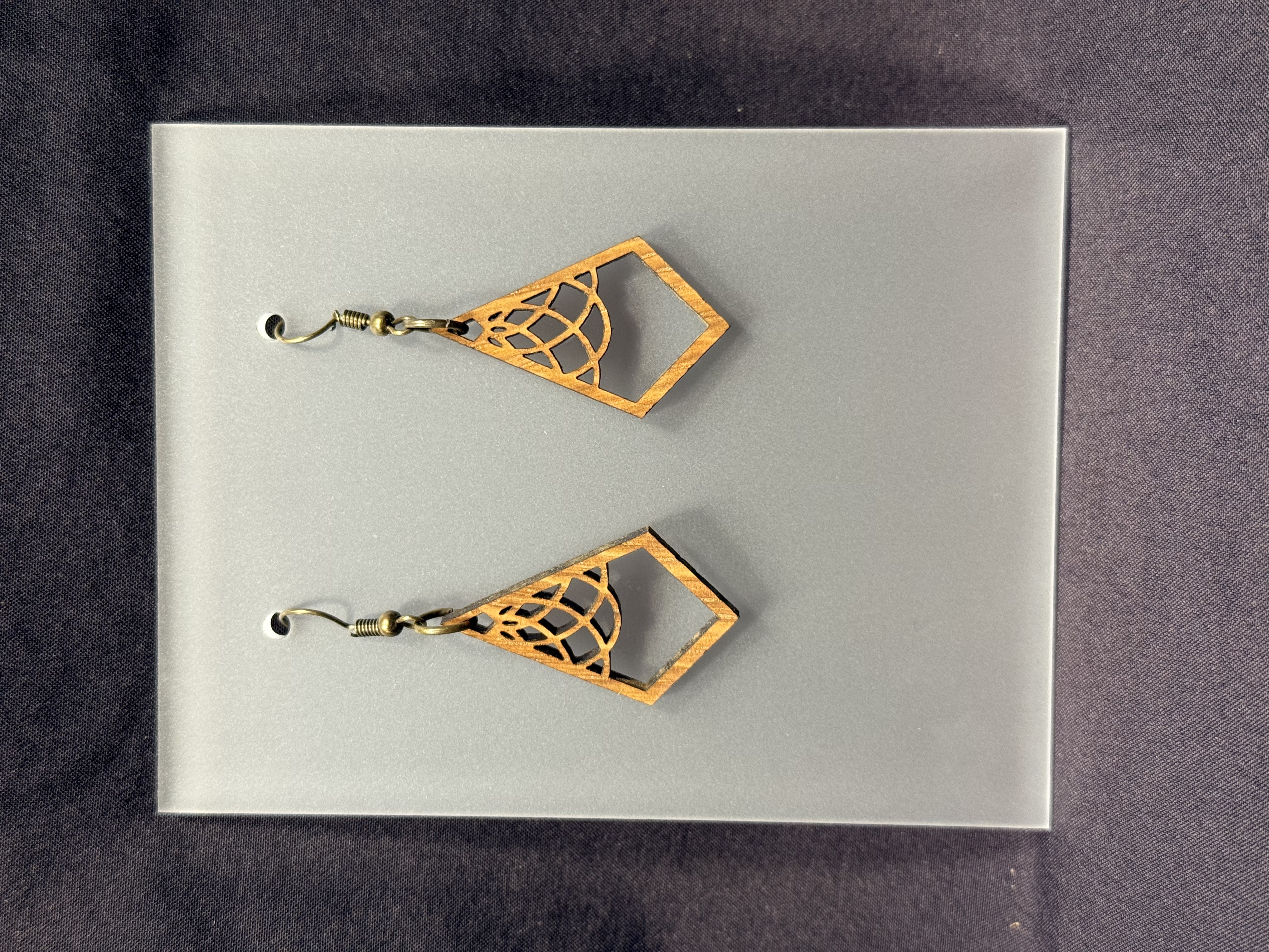 Geometric Diamond Wooden Earrings