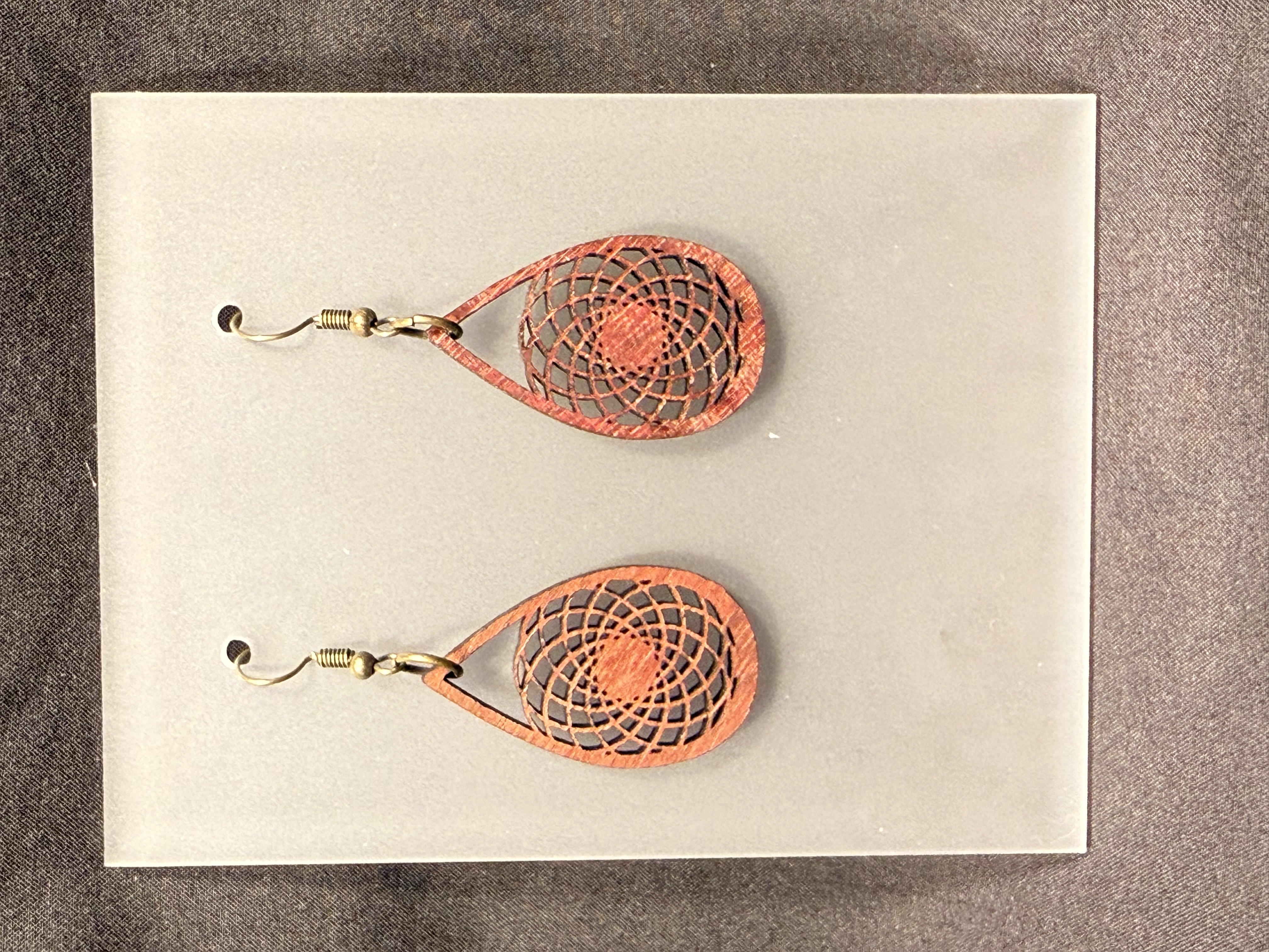 Wooden geometric Teardrop Earring