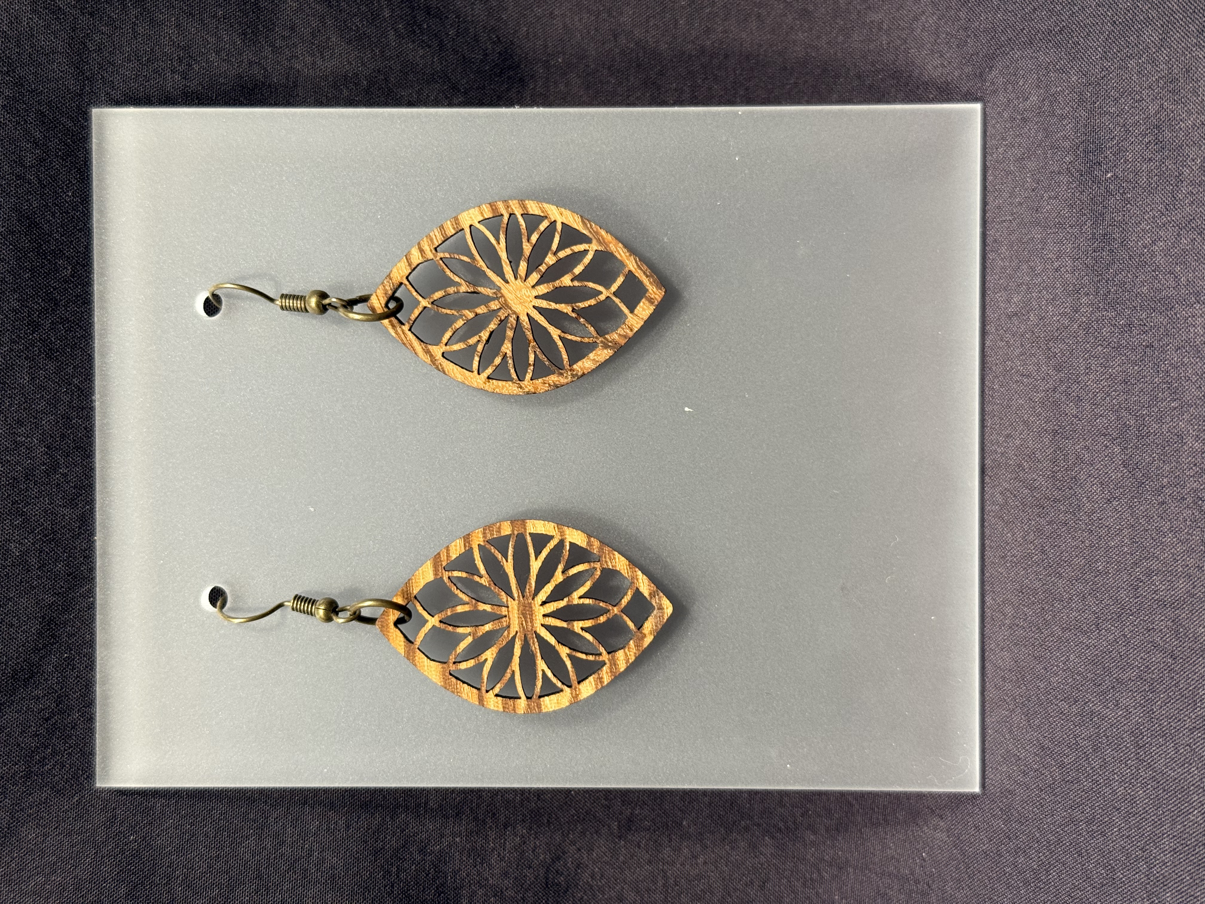 Wooden Floral Geometric Earring