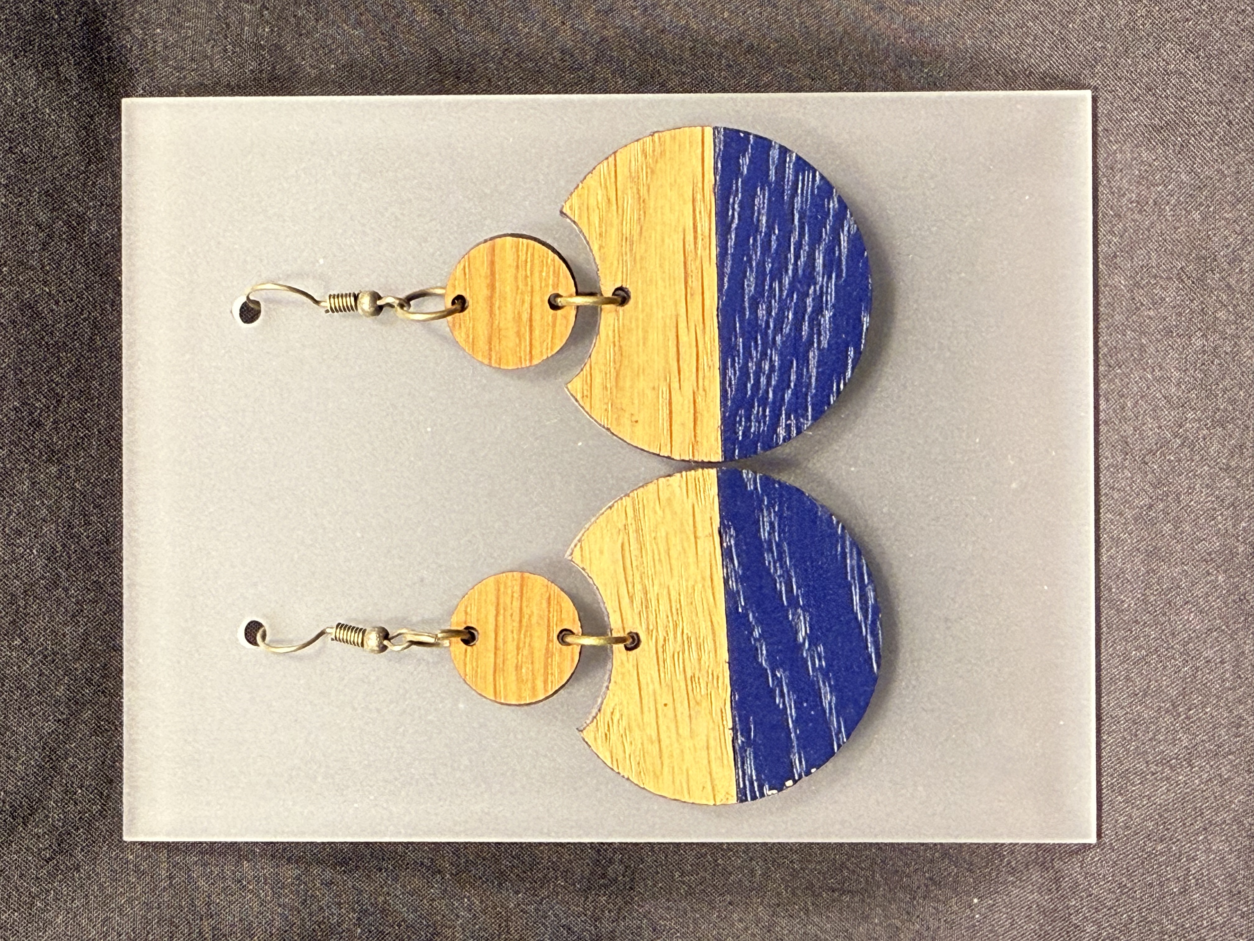 Two Piece Wooden Dangle Earrings