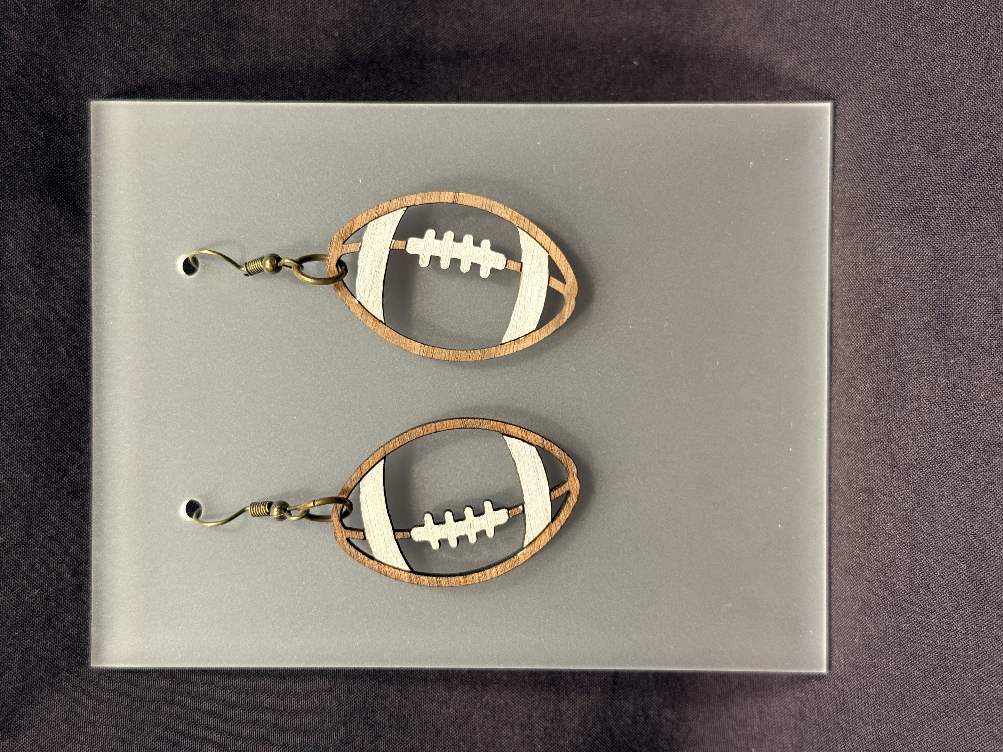 Wooden Football Earrings