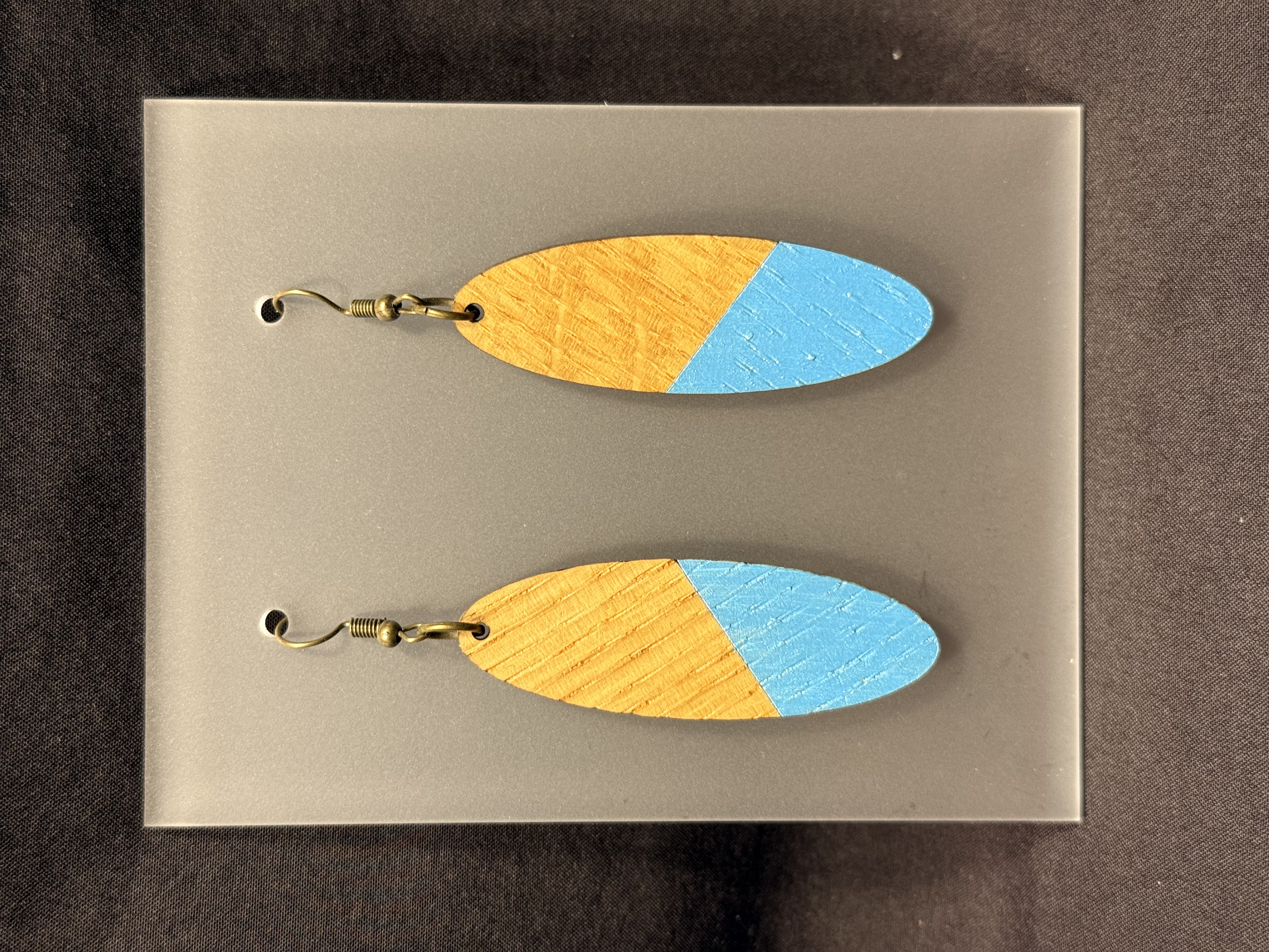 Wooden two tone Oval Earring