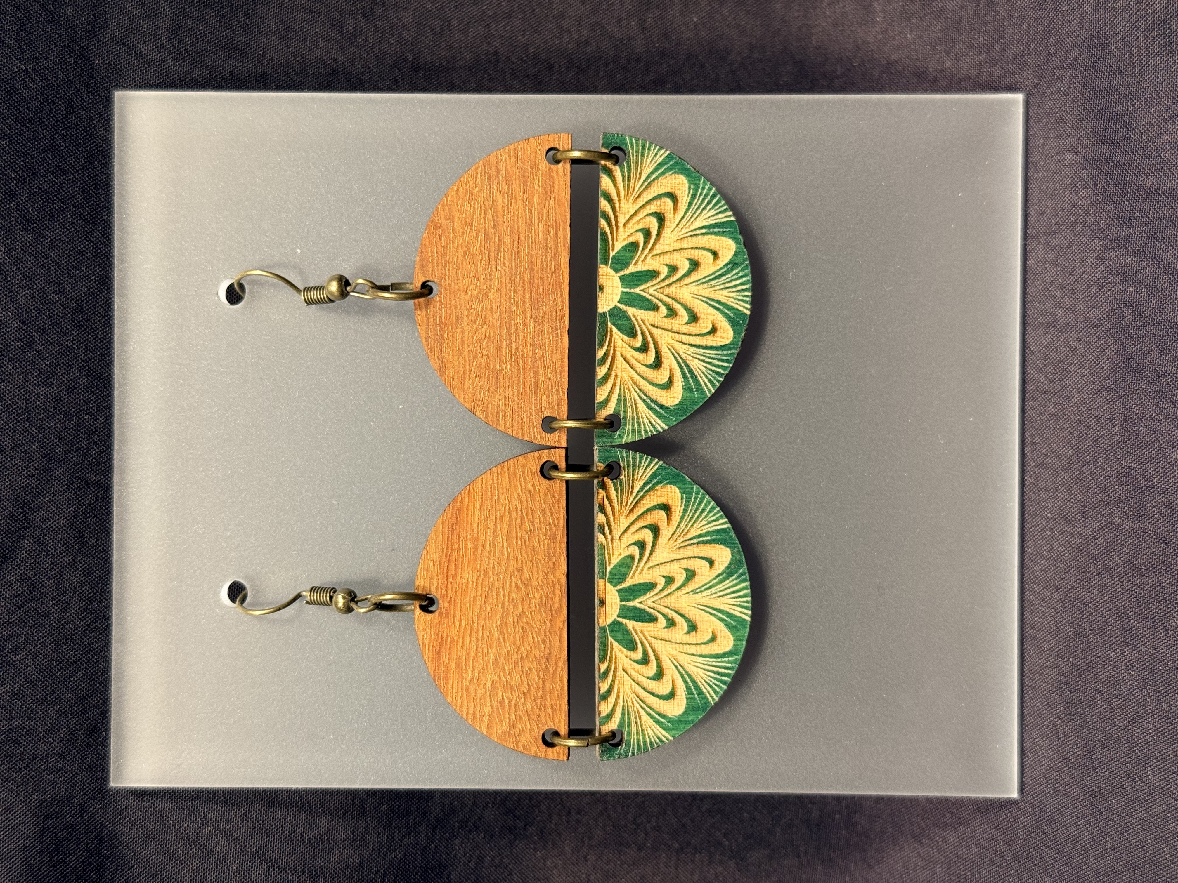 Handcrafted Two Piece Marbled Flower Earring