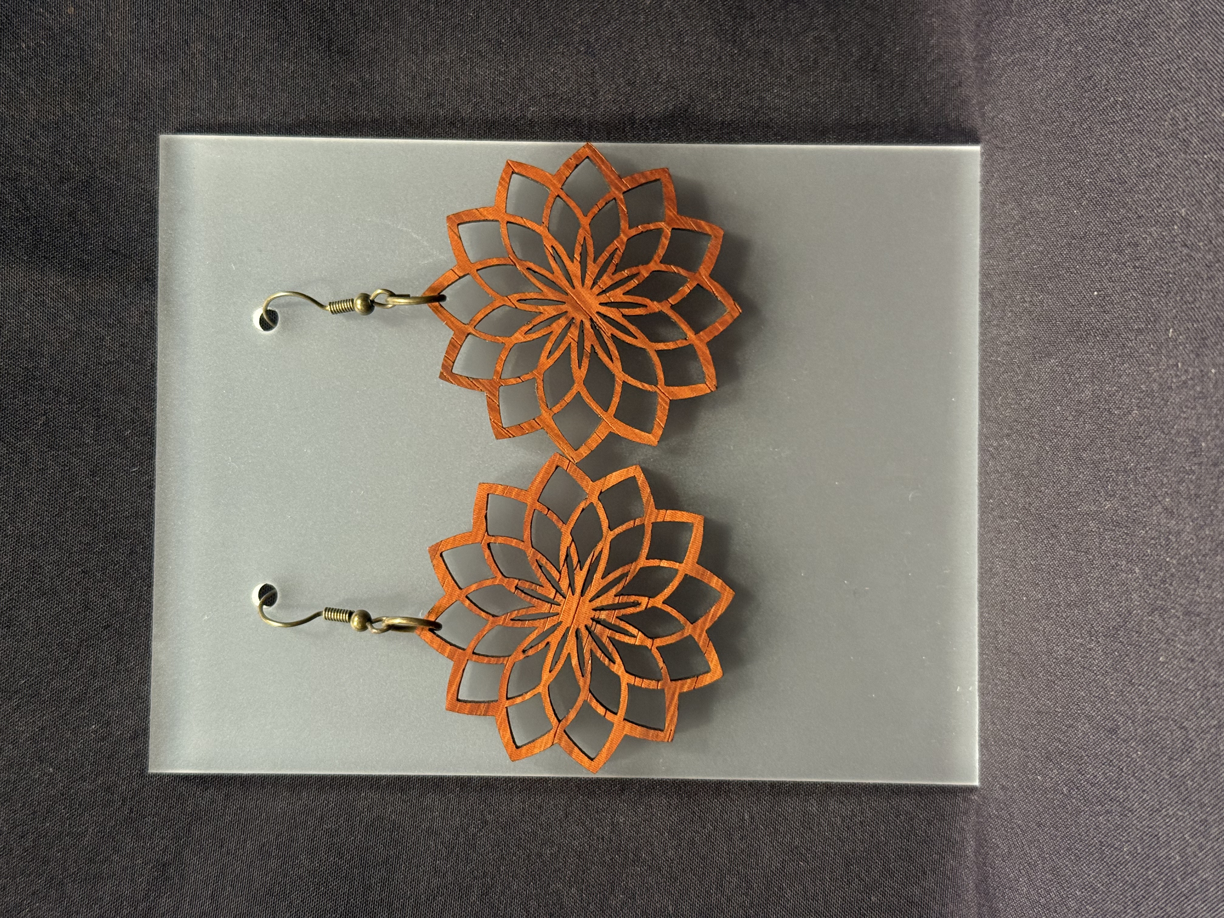 Geometric Wooden Flower Earrings