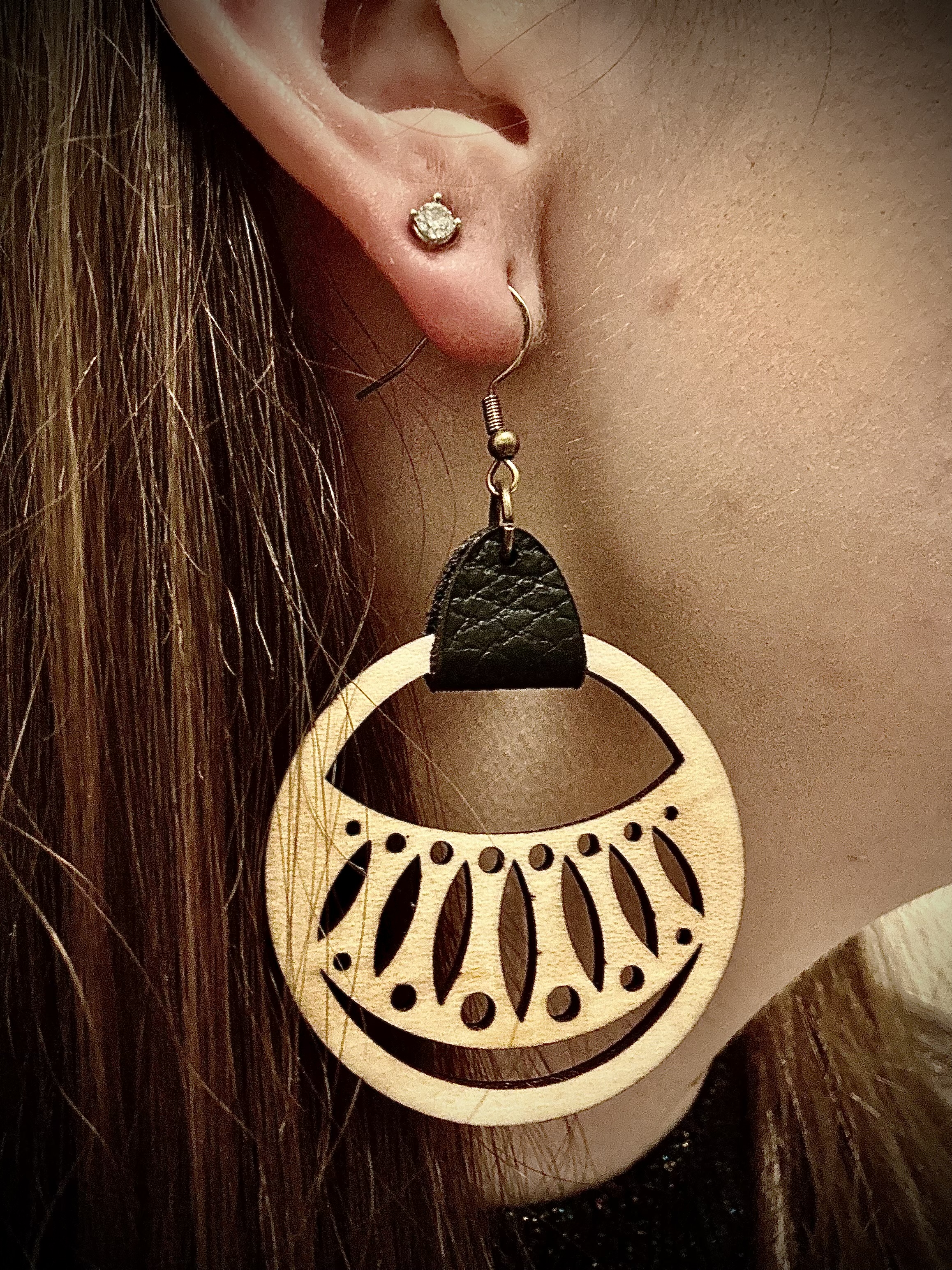 Handcrafted modern Wooden Earrings