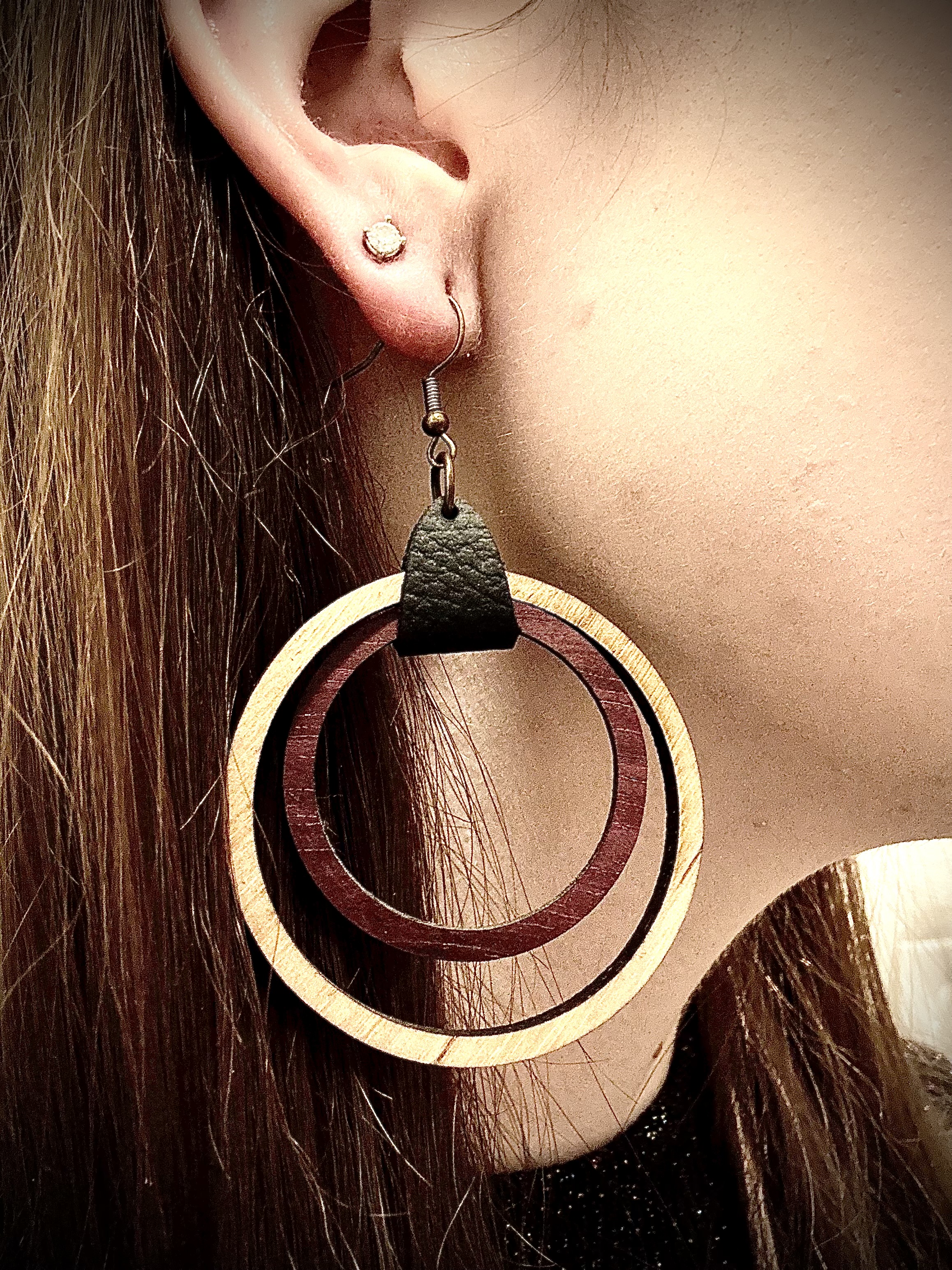 Handmade Wooden Hoop Earrings