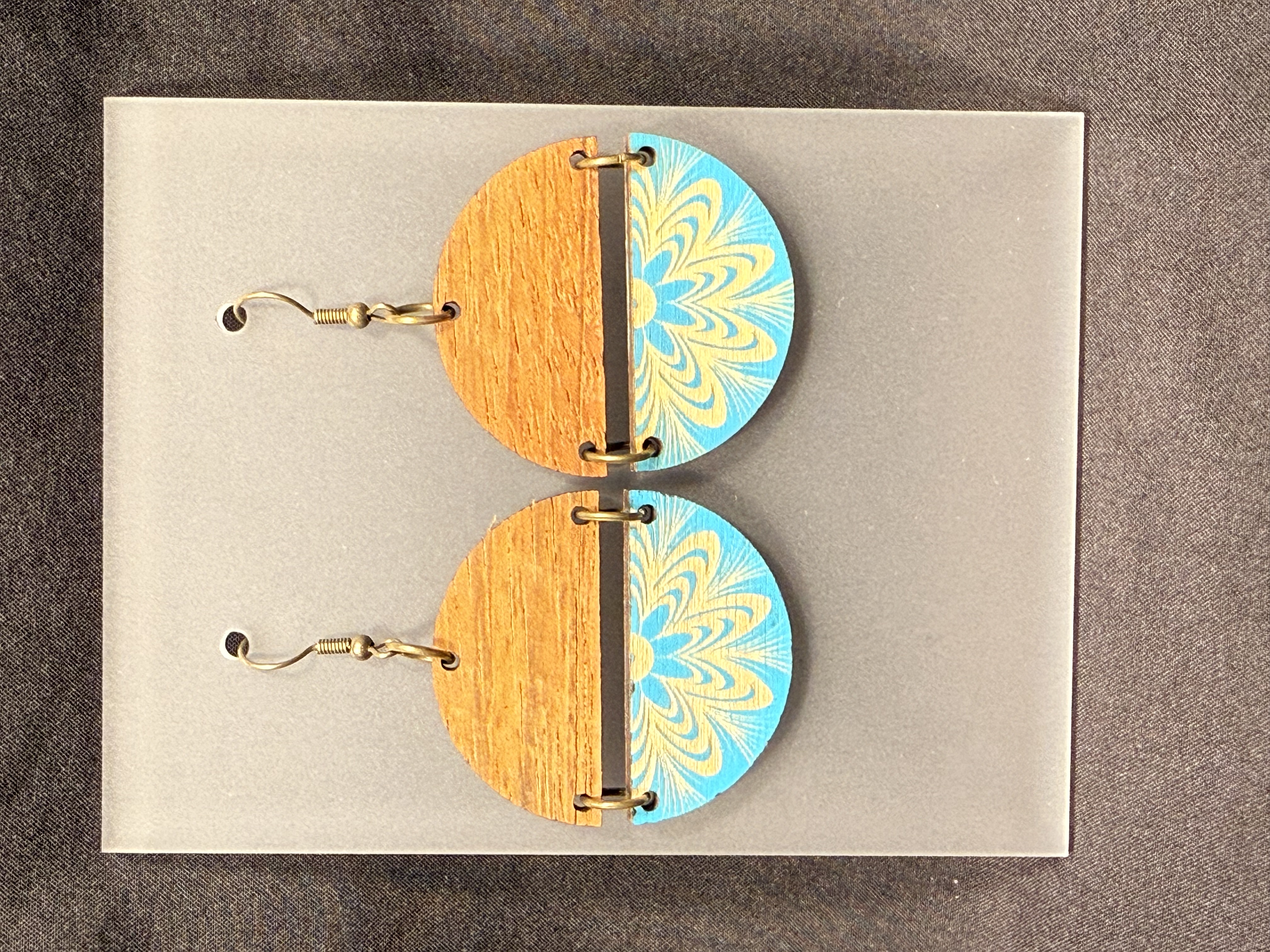 Handcrafted Two Piece Marbled Flower Earring