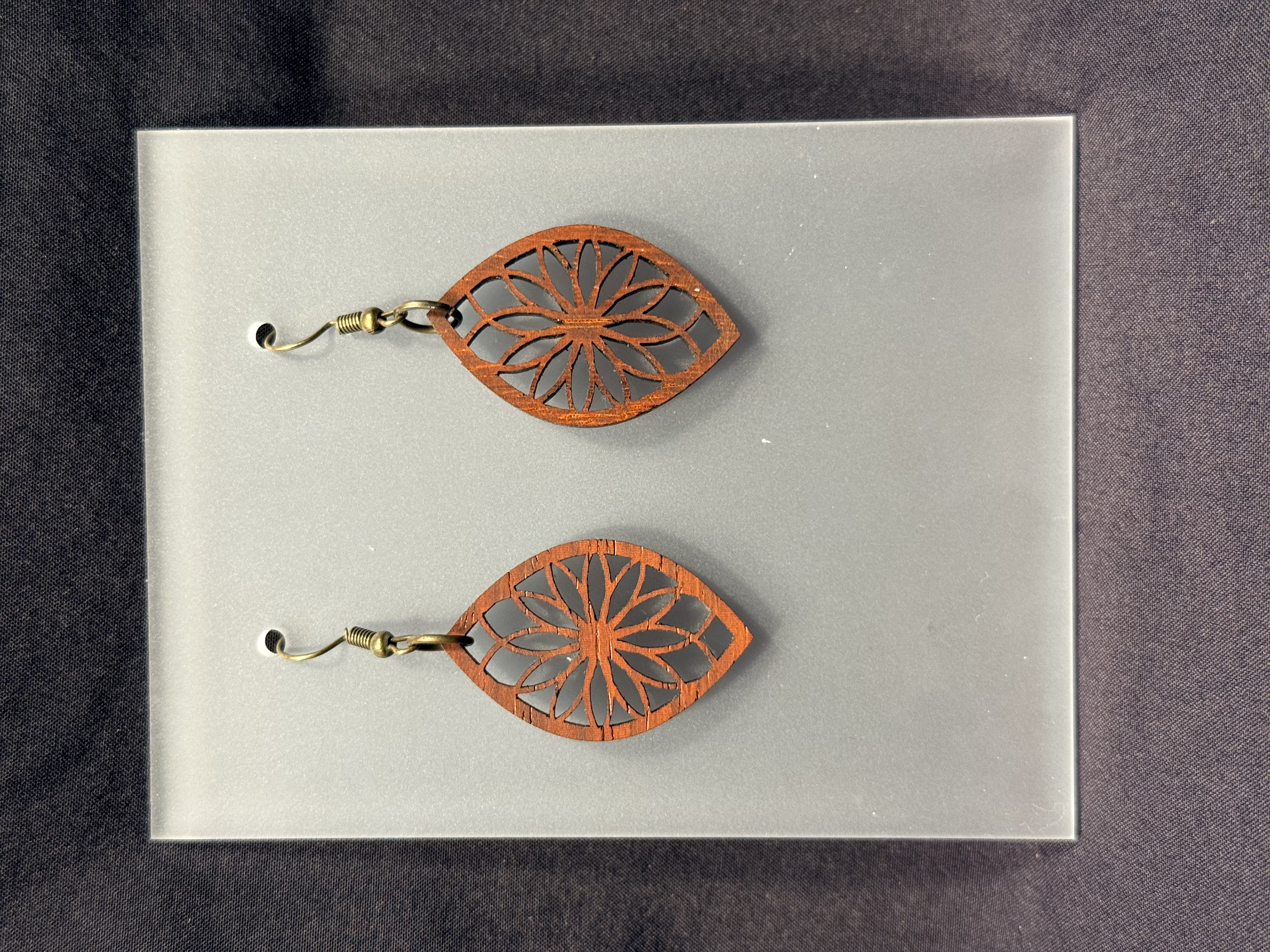 Wooden Floral Geometric Earring