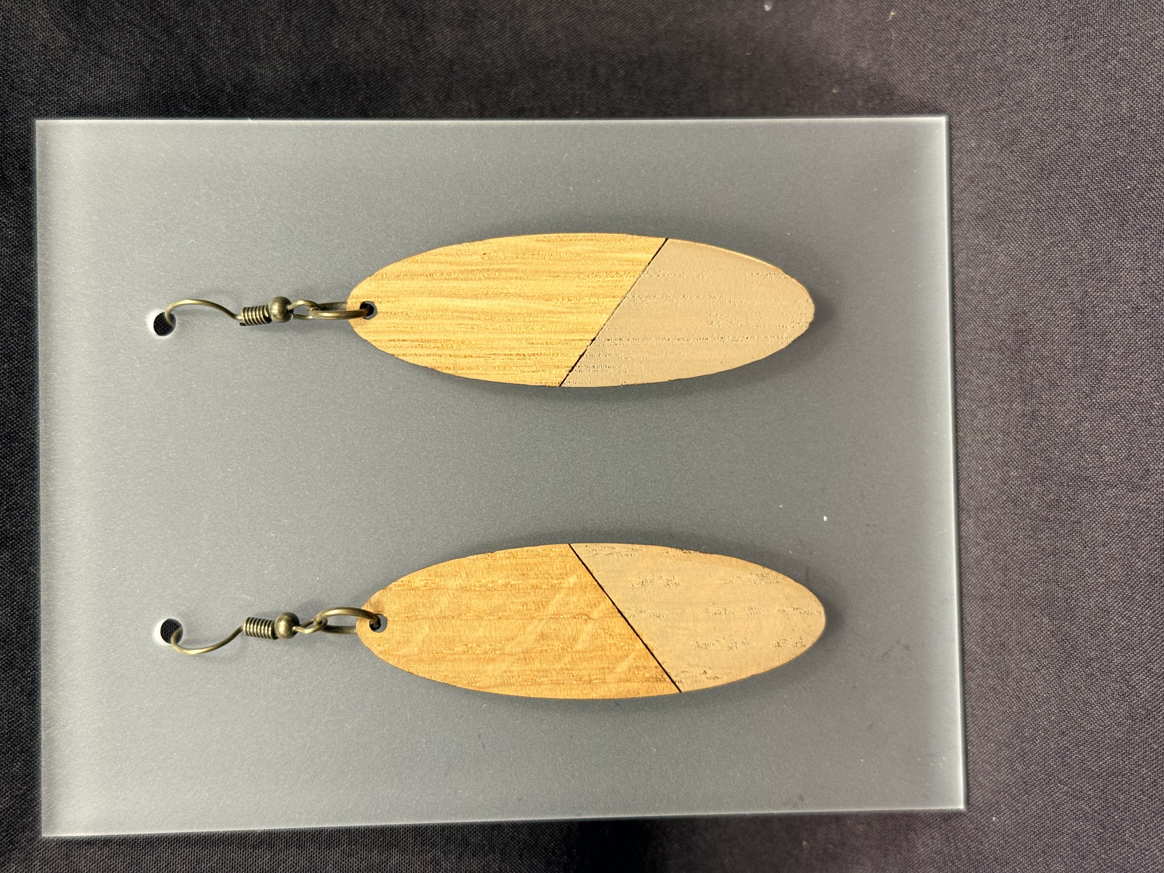 Wooden two tone Oval Earring