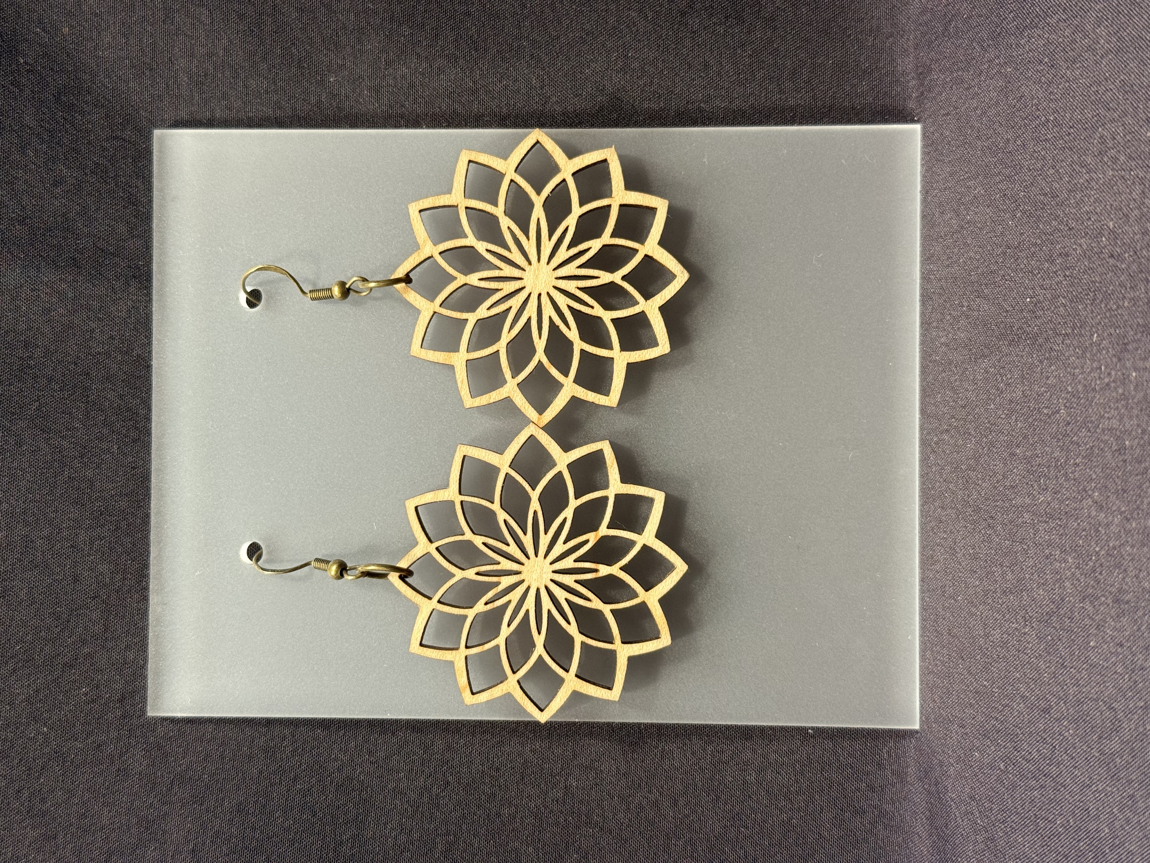 Geometric Wooden Flower Earrings
