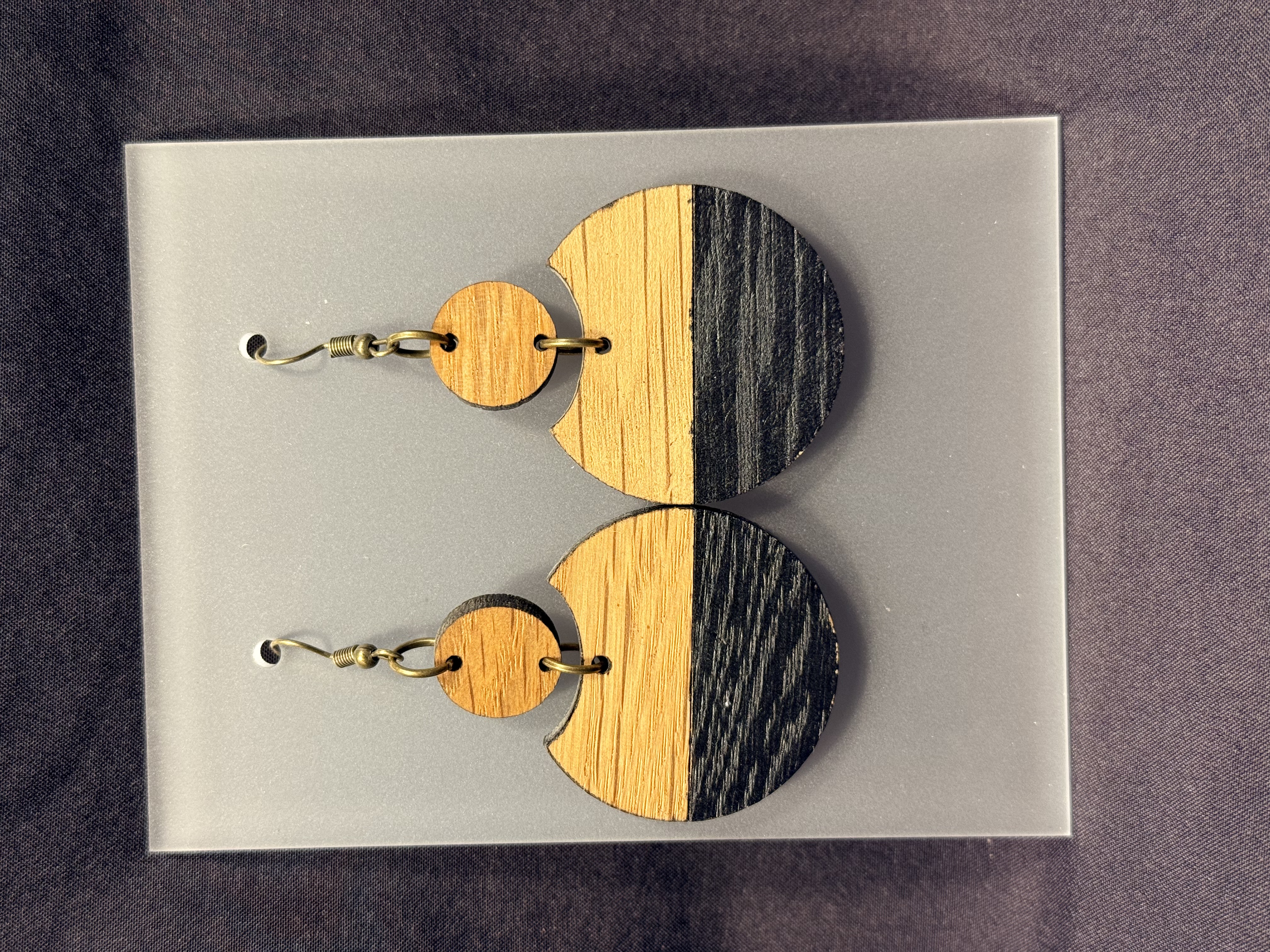 Two Piece Wooden Dangle Earrings