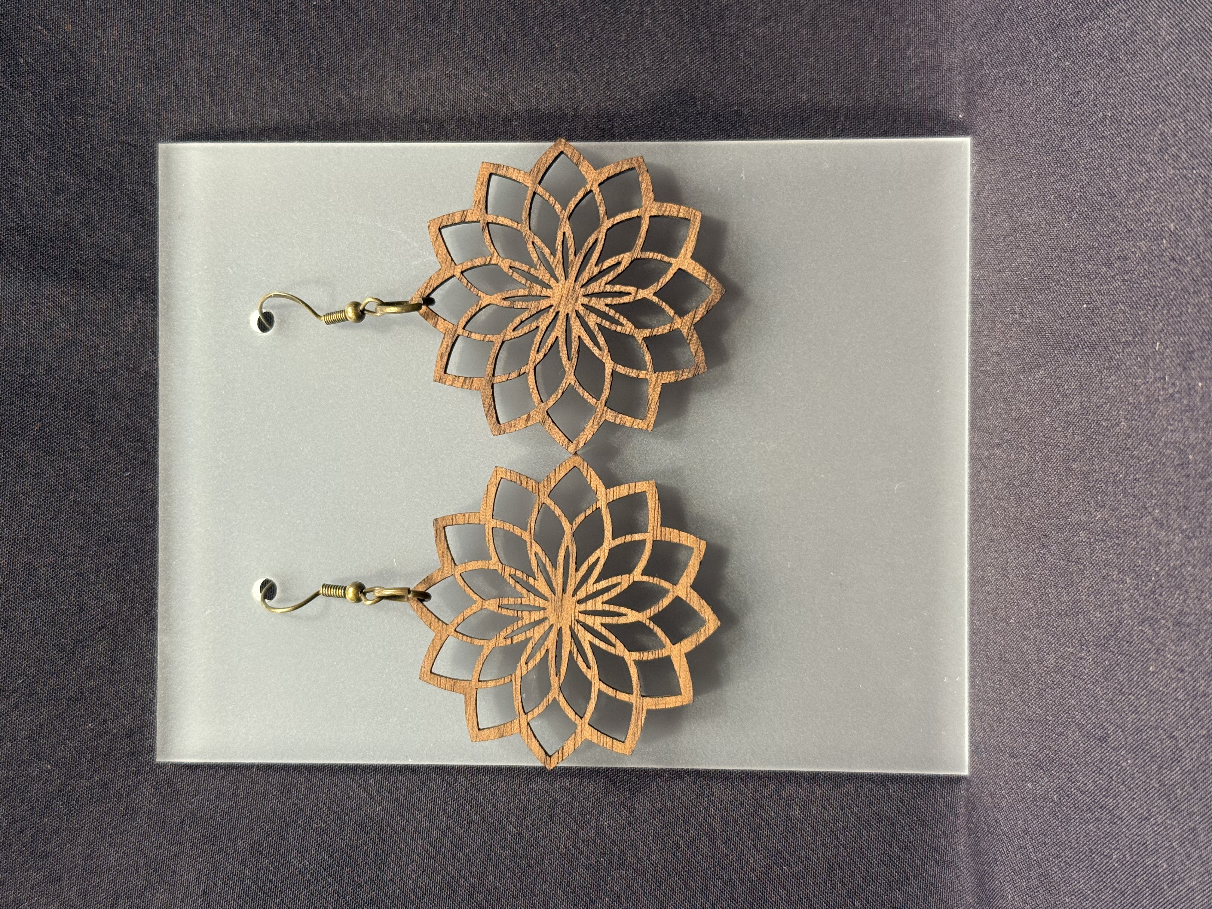 Geometric Wooden Flower Earrings